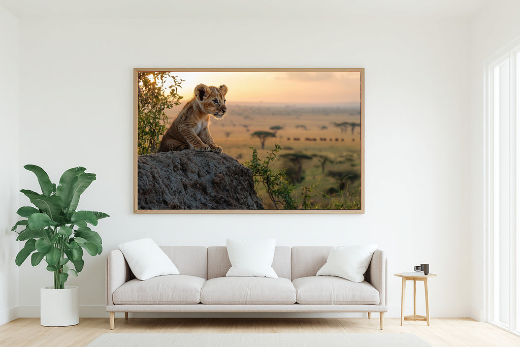 Tender Nursery Safari Cub Pride Rock Dawn, Soulful Painterly Wall Art, Warm Living Room Decor, Stretched Canvas, Ready to Hang — nursery-safari-cub-pride-rock-dawn-living-room-wall-art.jpg