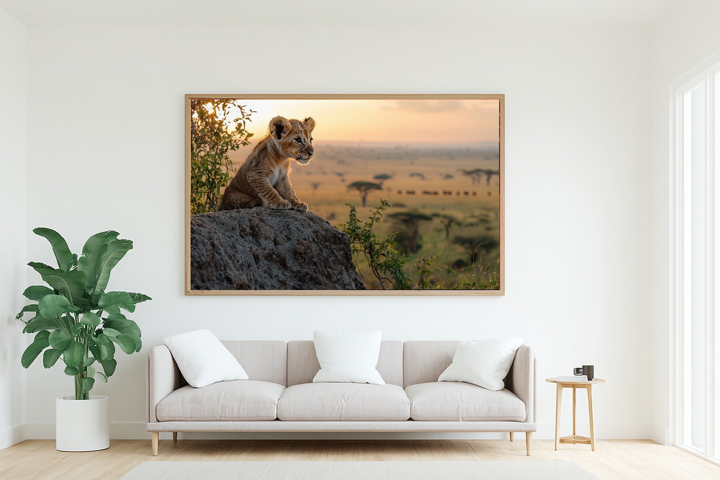 Tender Nursery Safari Cub Pride Rock Dawn, Soulful Painterly Wall Art, Warm Living Room Decor, Stretched Canvas, Ready to Hang — nursery-safari-cub-pride-rock-dawn-living-room-wall-art.jpg