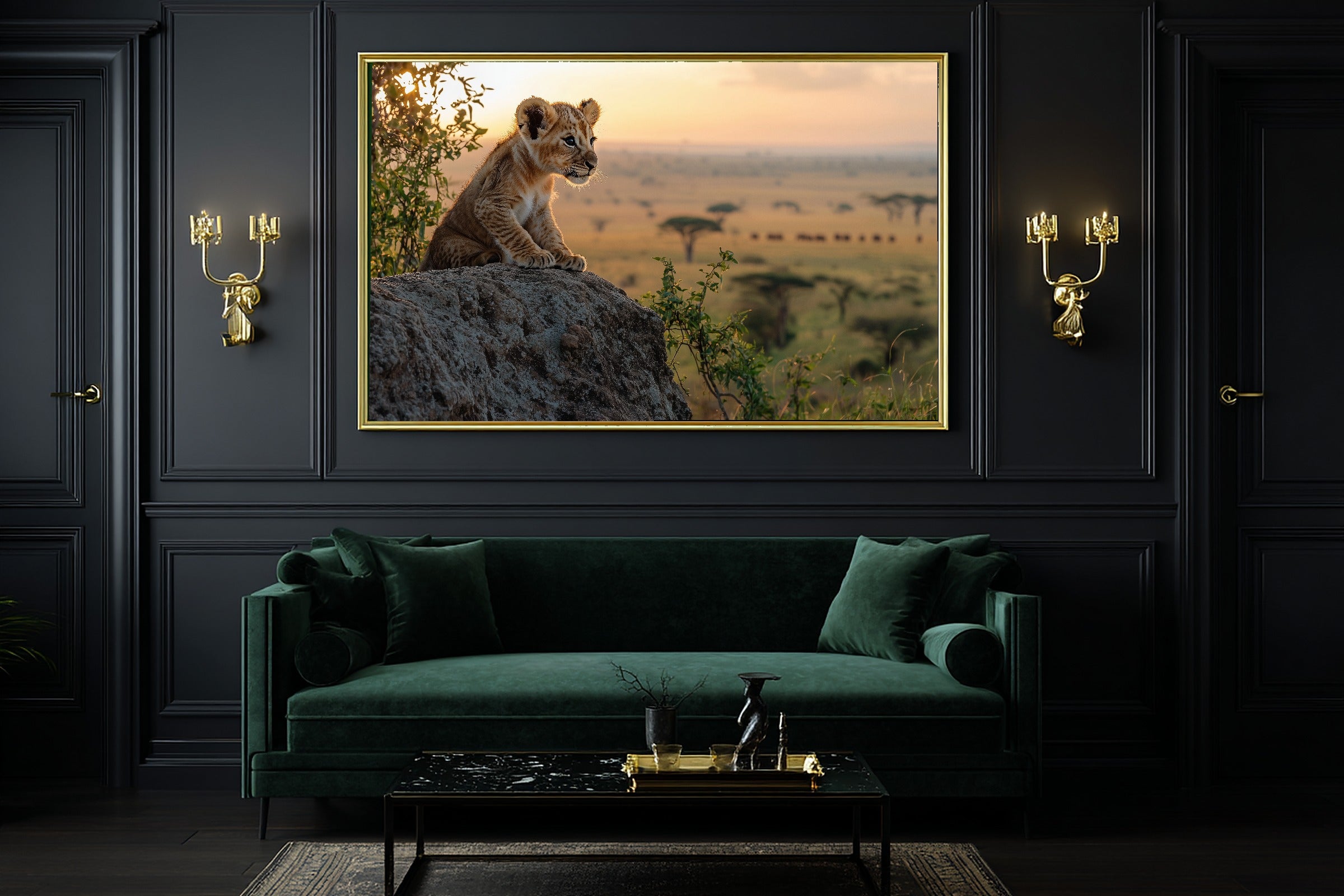 Tender Nursery Safari Cub Pride Rock Dawn, Soulful Painterly Wall Art, Warm Living Room Decor, Stretched Canvas, Ready to Hang — nursery-safari-cub-pride-rock-dawn-office-wall-art.jpg