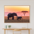 Nursery Safari Elephant Mother Calf Sunset Canvas Wall Art, Afrobohemian Textile Art, Living Room Wall Decor, Wedding Gift for Couples — nursery-safari-elephant-mother-calf-sunset-canvas-print.jpg