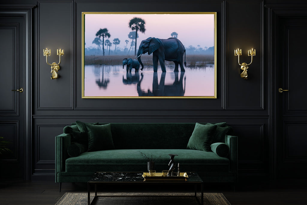 Nursery Safari Elephant Watering Hole Canvas Wall Art, Gentle Blush Palette Canvas Art, Kids Bedroom Wall Art, Nursery Gift for New Moms — nursery-safari-elephant-watering-hole-office-wall-art.jpg