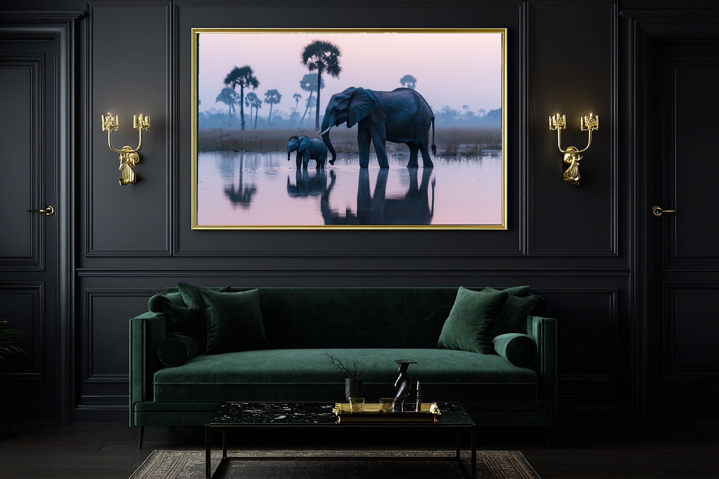 Nursery Safari Elephant Watering Hole Canvas Wall Art, Gentle Blush Palette Canvas Art, Kids Bedroom Wall Art, Nursery Gift for New Moms — nursery-safari-elephant-watering-hole-office-wall-art.jpg