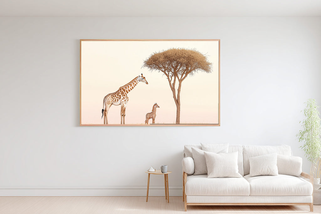 Nursery Safari Giraffe Acacia Dawn Canvas Print, Storybook Watercolor Painting Print, Baby's Room Inspiration, Gender Neutral Baby Gift — nursery-safari-giraffe-acacia-dawn-bedroom-wall-art.jpg