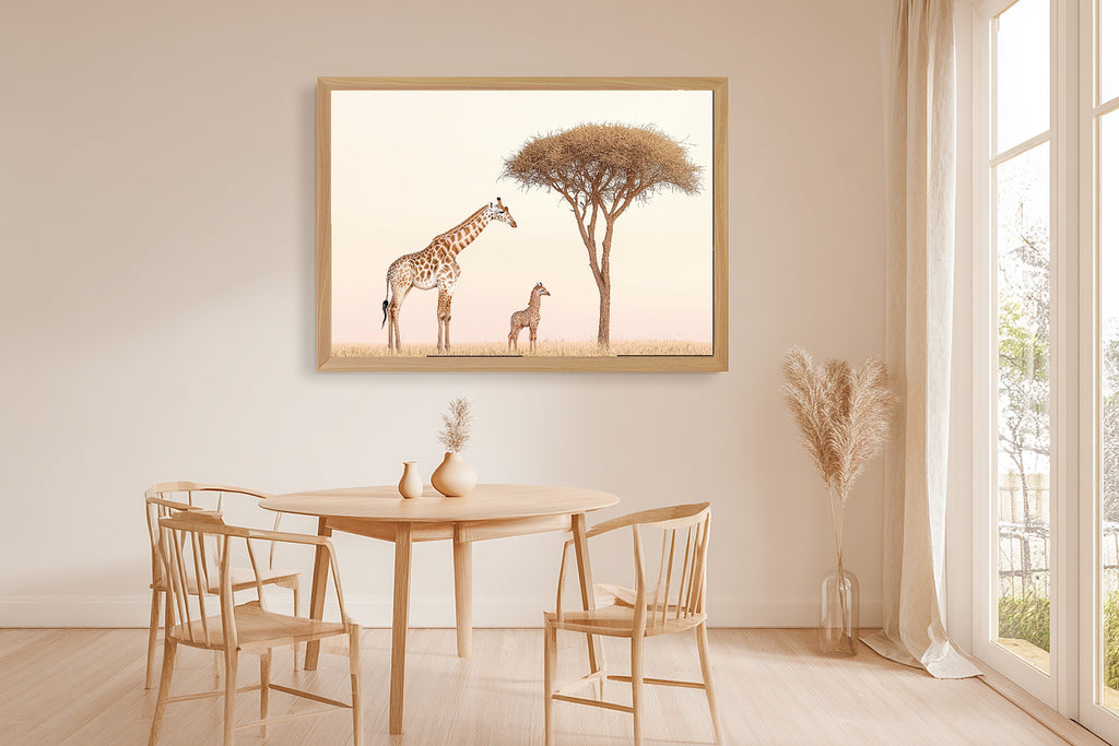 Nursery Safari Giraffe Acacia Dawn Canvas Print, Storybook Watercolor Painting Print, Baby's Room Inspiration, Gender Neutral Baby Gift — nursery-safari-giraffe-acacia-dawn-dining-room-wall-art.jpg