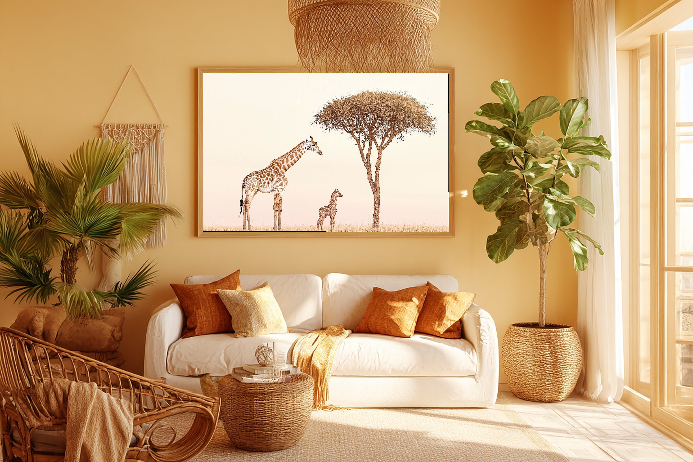 Nursery Safari Giraffe Acacia Dawn Canvas Print, Storybook Watercolor Painting Print, Baby's Room Inspiration, Gender Neutral Baby Gift — nursery-safari-giraffe-acacia-dawn-room-5-wall-art.jpg