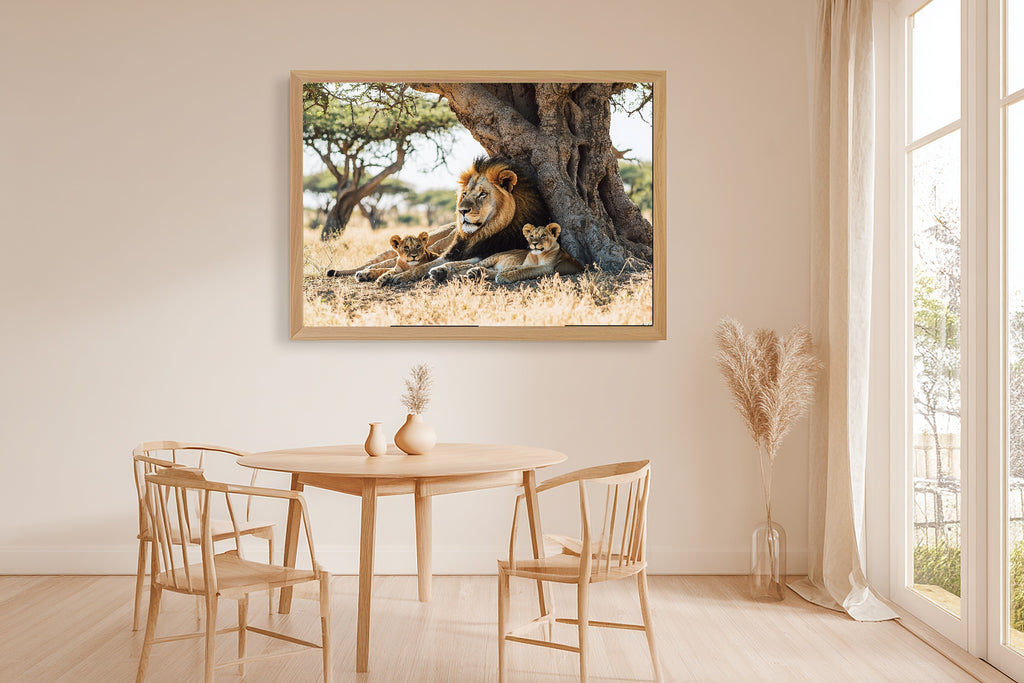 Hand-picked Nursery Safari Lion Family Baobab Giclée Print, Heartfelt Tender Oil-Painting for the Living Room — nursery-safari-lion-family-baobab-dining-room-wall-art.jpg