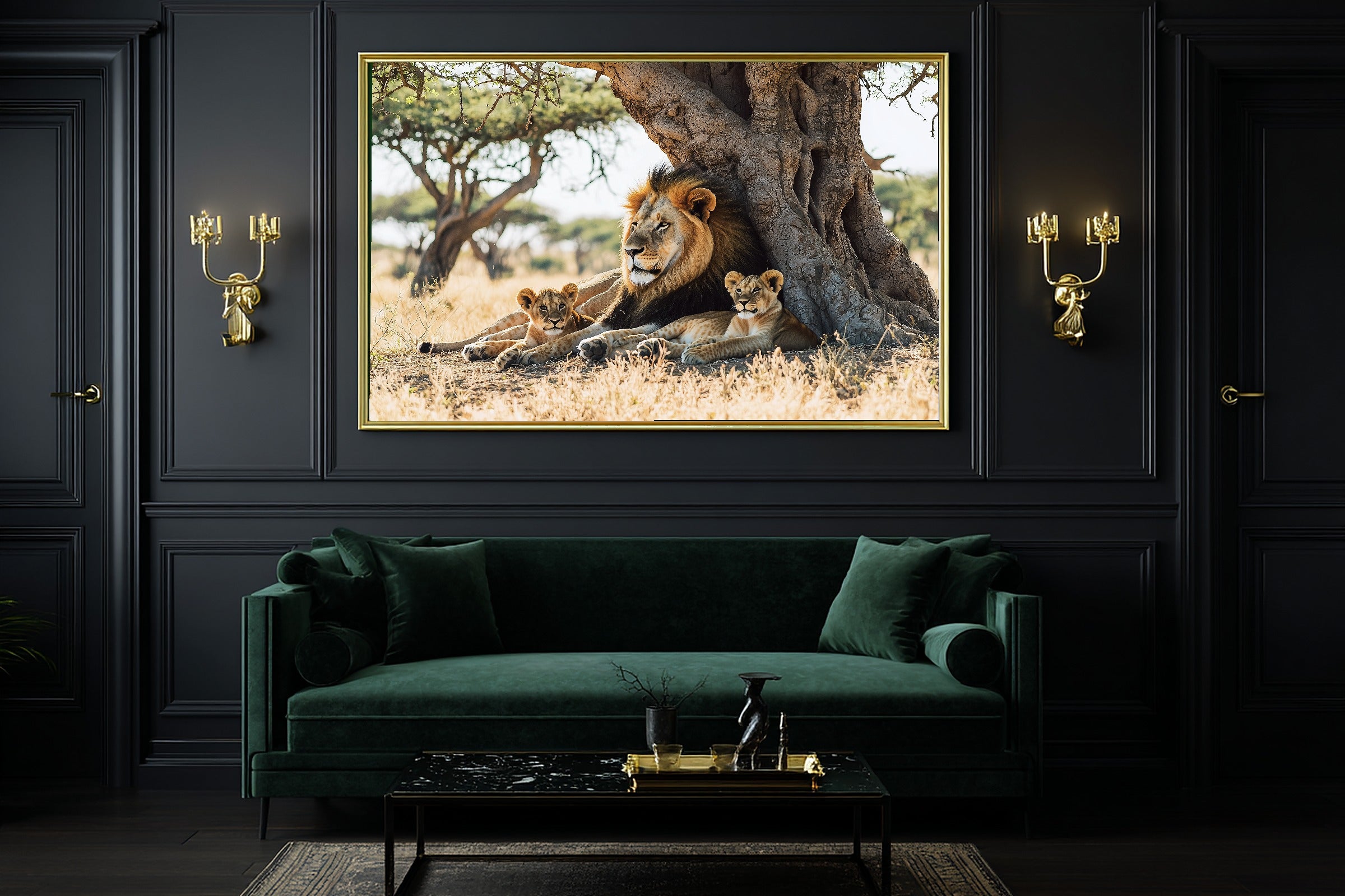 Hand-picked Nursery Safari Lion Family Baobab Giclée Print, Heartfelt Tender Oil-Painting for the Living Room — nursery-safari-lion-family-baobab-office-wall-art.jpg