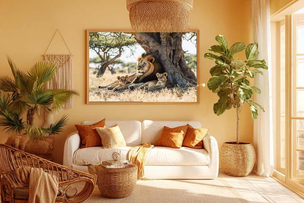 Hand-picked Nursery Safari Lion Family Baobab Giclée Print, Heartfelt Tender Oil-Painting for the Living Room — nursery-safari-lion-family-baobab-room-5-wall-art.jpg