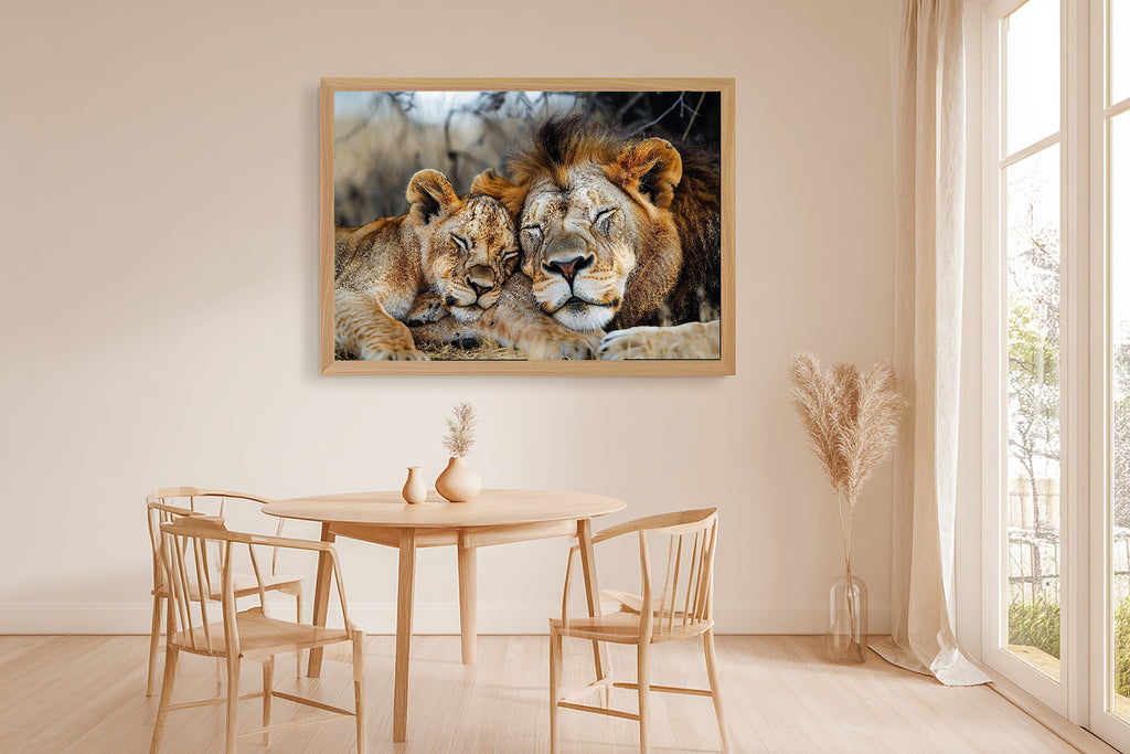 Nursery Safari Lion Family Savanna Wall Art Canvas for the Kids Bedroom, Gender Neutral Nursery Art, Calming Nursery Glow, Baby Shower Gift — nursery-safari-lion-family-savanna-dining-room-wall-art.jpg