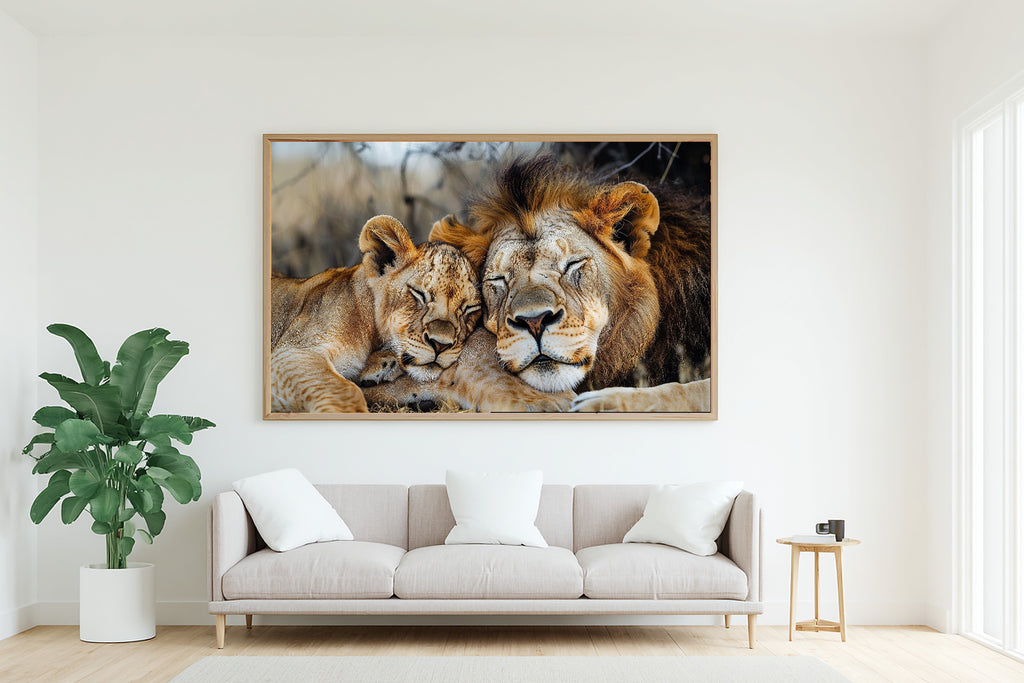 Nursery Safari Lion Family Savanna Wall Art Canvas for the Kids Bedroom, Gender Neutral Nursery Art, Calming Nursery Glow, Baby Shower Gift — nursery-safari-lion-family-savanna-living-room-wall-art.jpg