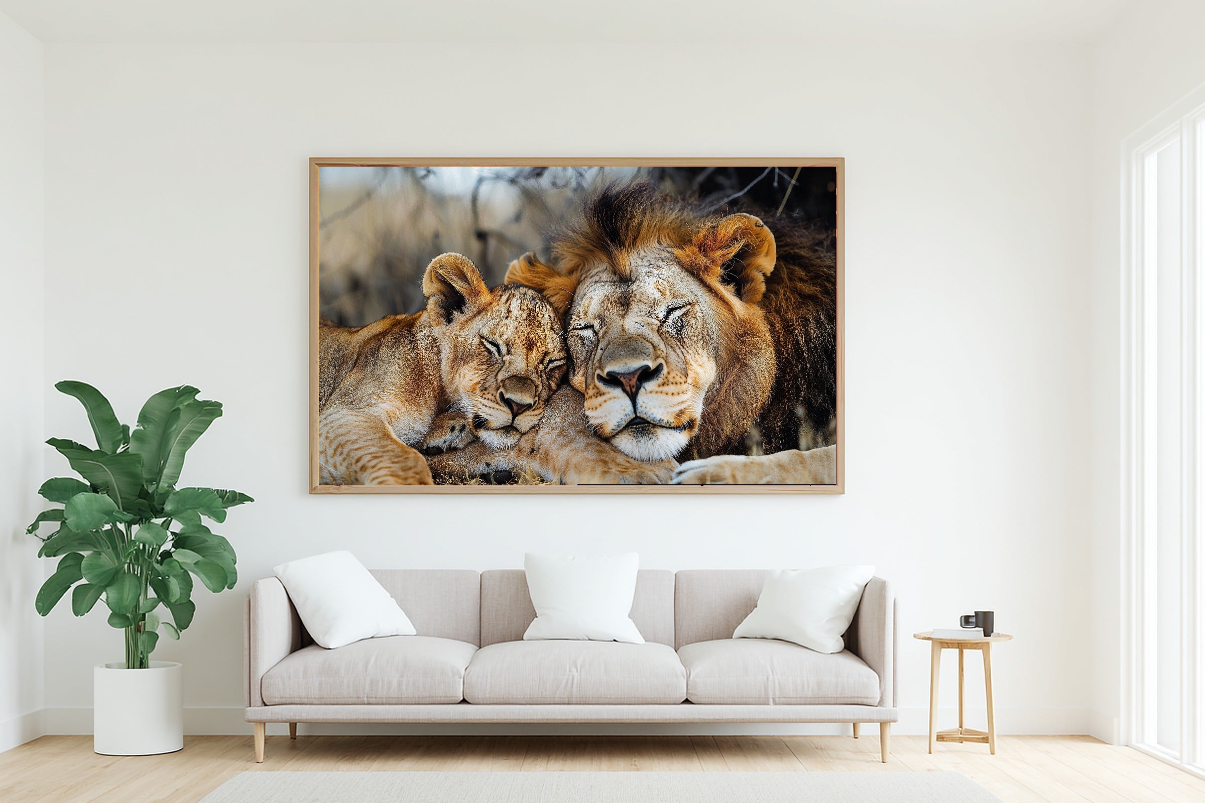 Nursery Safari Lion Family Savanna Wall Art Canvas for the Kids Bedroom, Gender Neutral Nursery Art, Calming Nursery Glow, Baby Shower Gift — nursery-safari-lion-family-savanna-living-room-wall-art.jpg