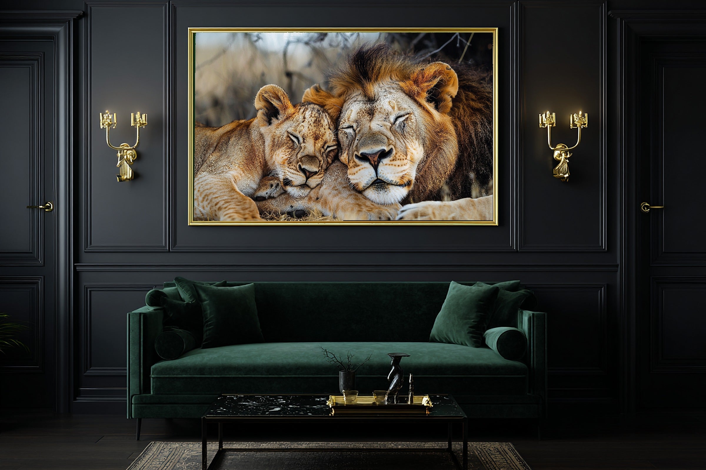 Nursery Safari Lion Family Savanna Wall Art Canvas for the Kids Bedroom, Gender Neutral Nursery Art, Calming Nursery Glow, Baby Shower Gift — nursery-safari-lion-family-savanna-office-wall-art.jpg