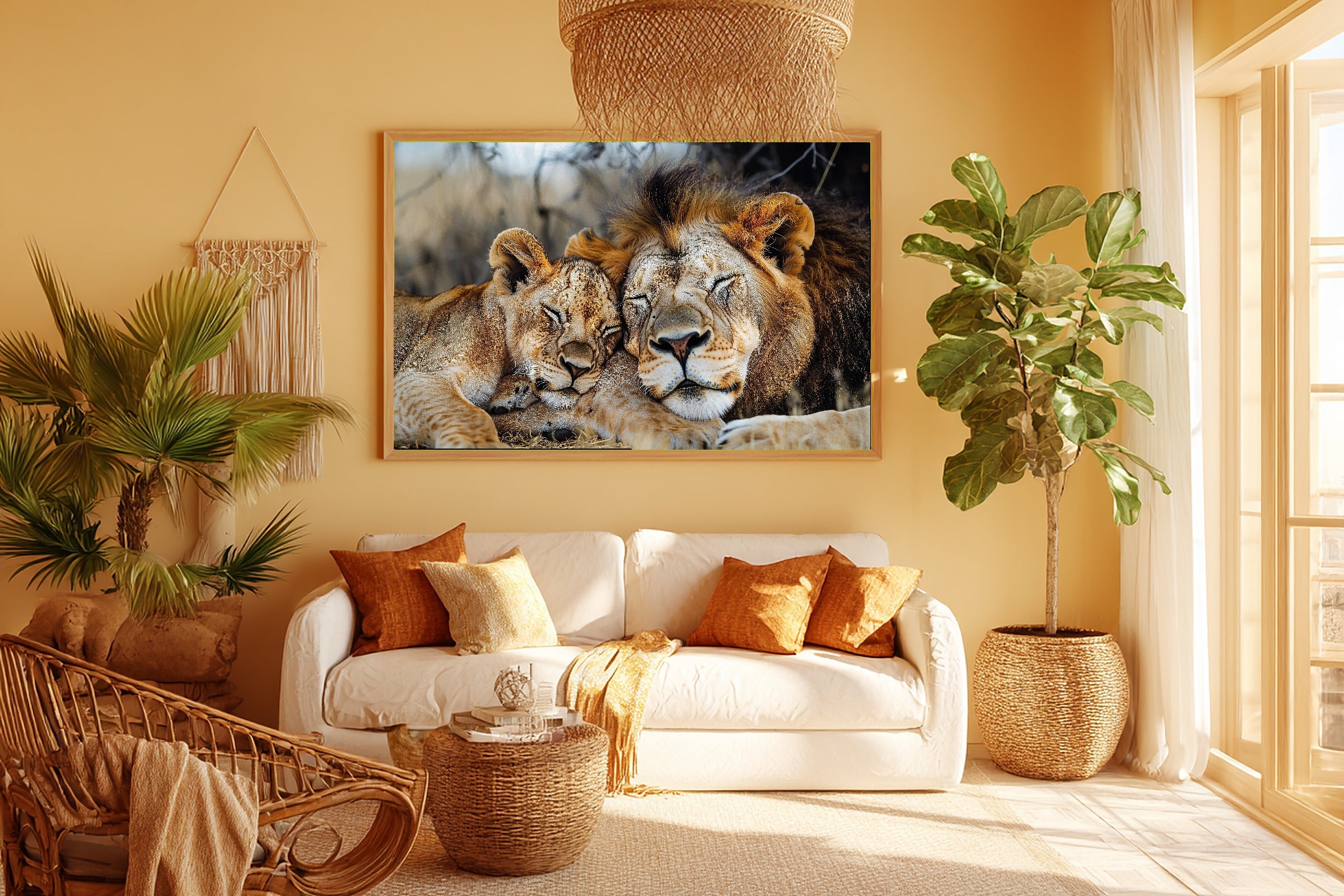 Nursery Safari Lion Family Savanna Wall Art Canvas for the Kids Bedroom, Gender Neutral Nursery Art, Calming Nursery Glow, Baby Shower Gift — nursery-safari-lion-family-savanna-room-5-wall-art.jpg