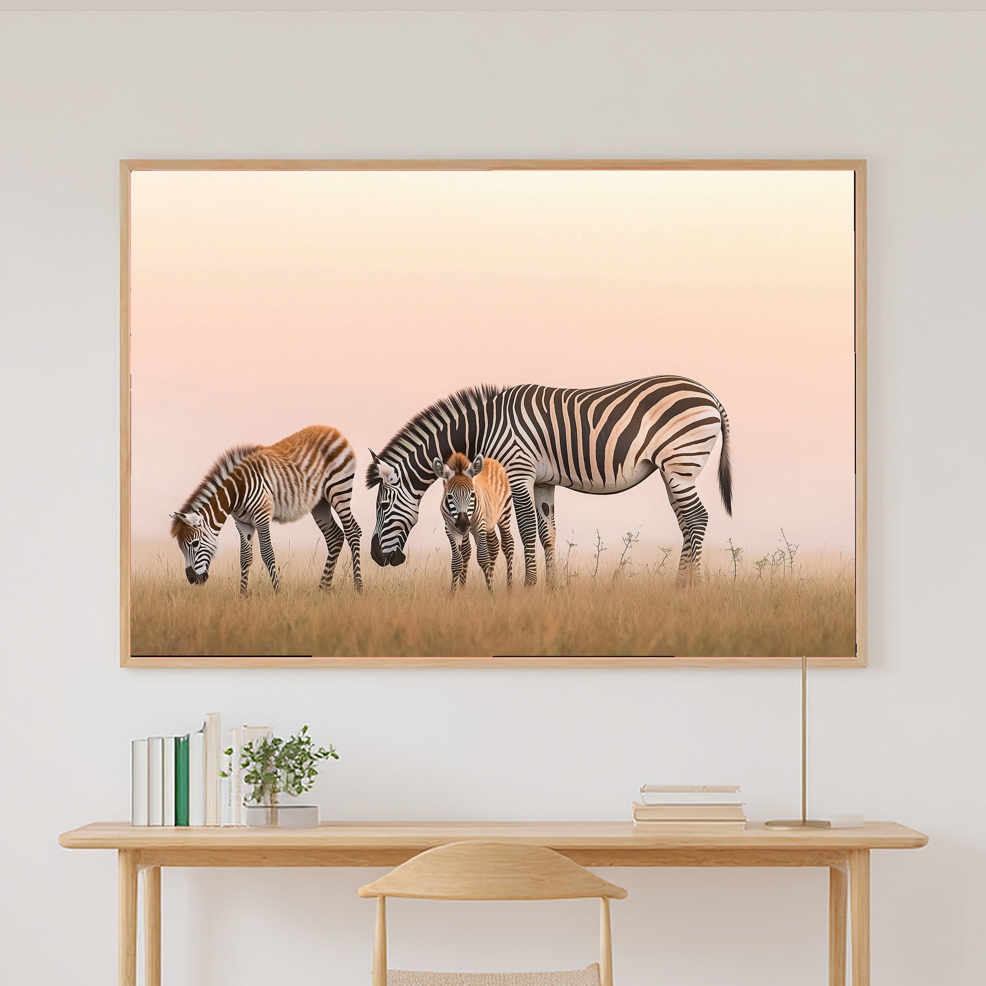 Nursery Safari Zebra Family Morning Dramatic Wildlife Wall Art, Soulful Print for the Living Room — nursery-safari-zebra-family-morning-canvas-print.jpg