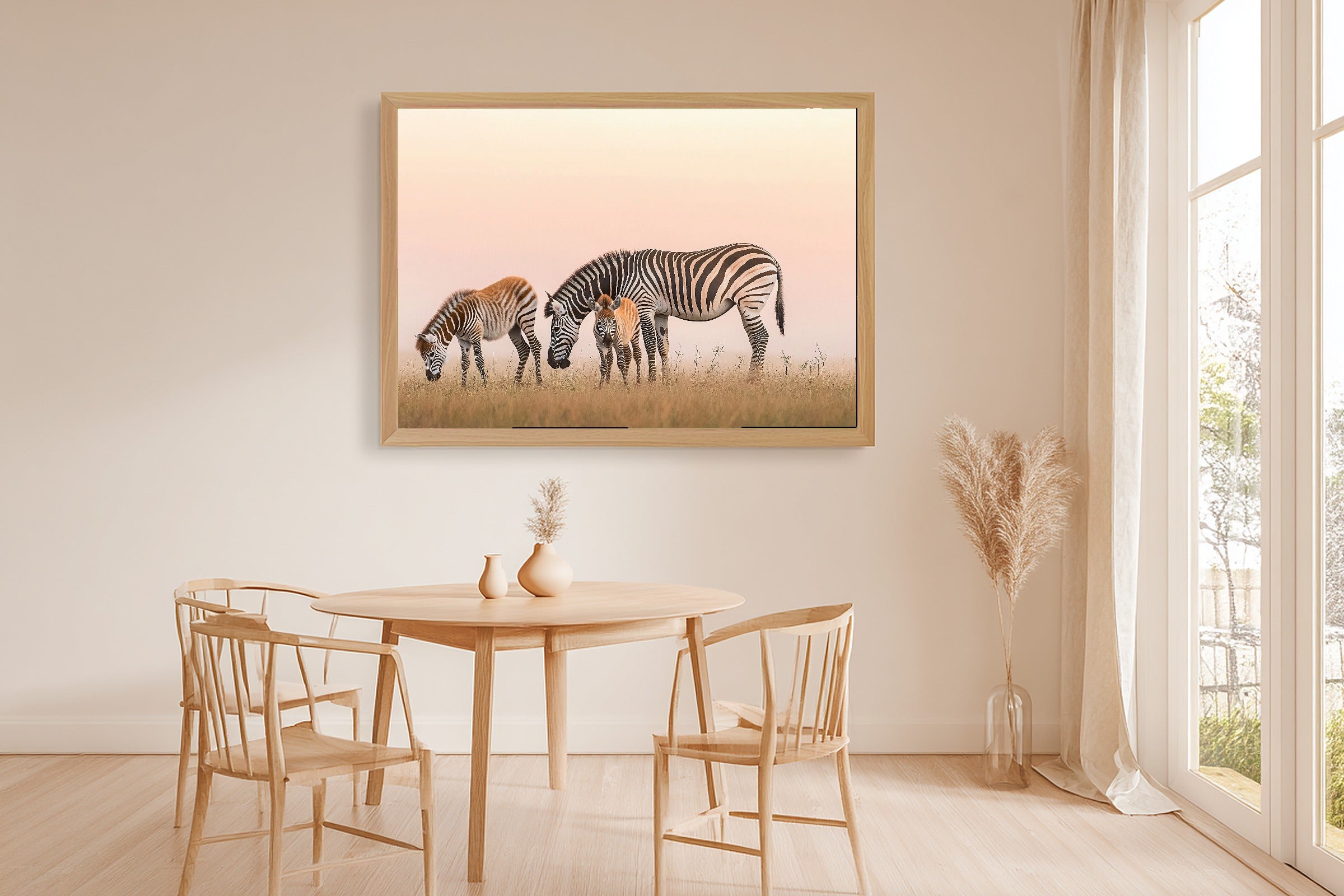 Nursery Safari Zebra Family Morning Dramatic Wildlife Wall Art, Soulful Print for the Living Room — nursery-safari-zebra-family-morning-dining-room-wall-art.jpg