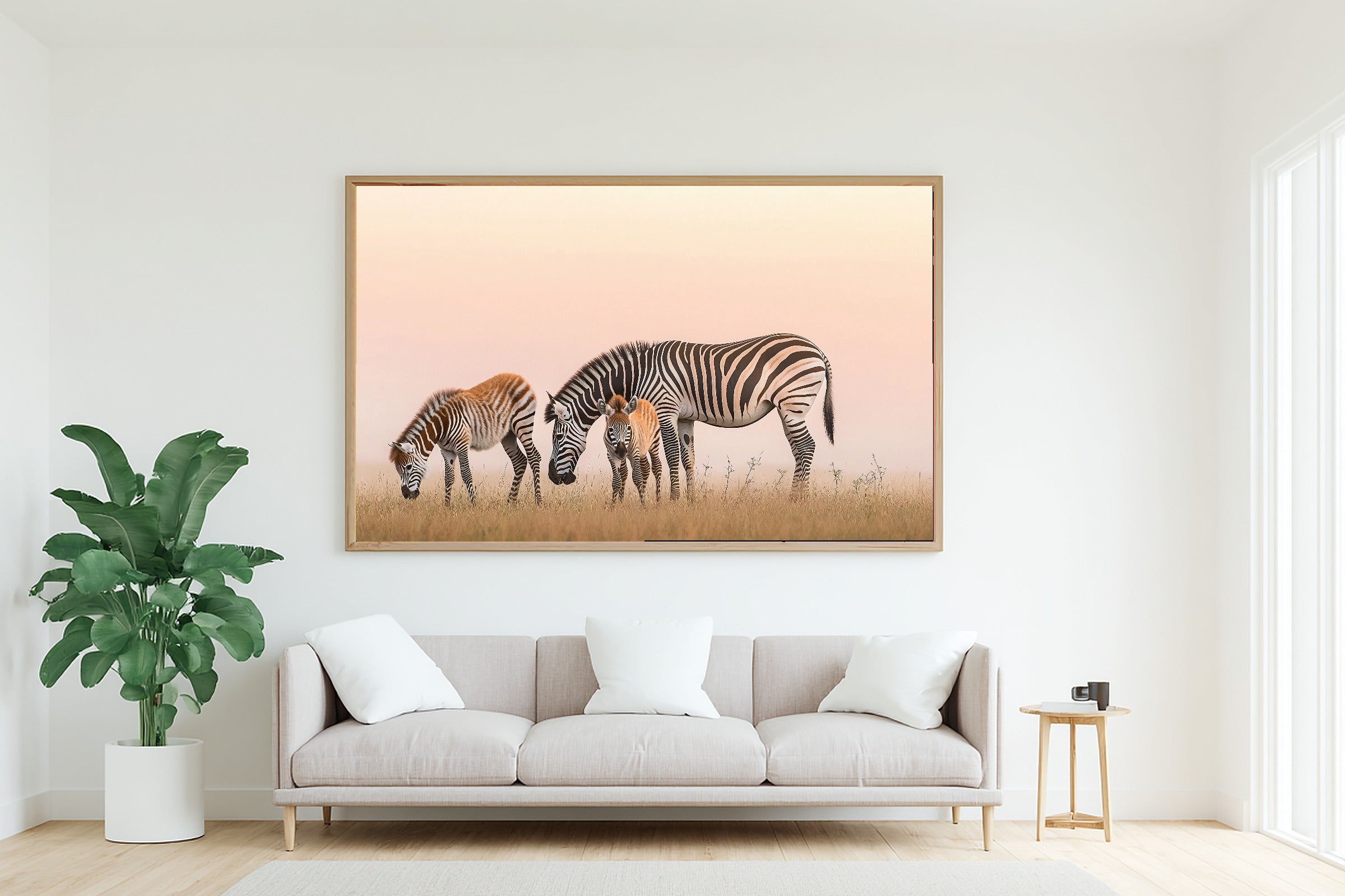 Nursery Safari Zebra Family Morning Dramatic Wildlife Wall Art, Soulful Print for the Living Room — nursery-safari-zebra-family-morning-living-room-wall-art.jpg