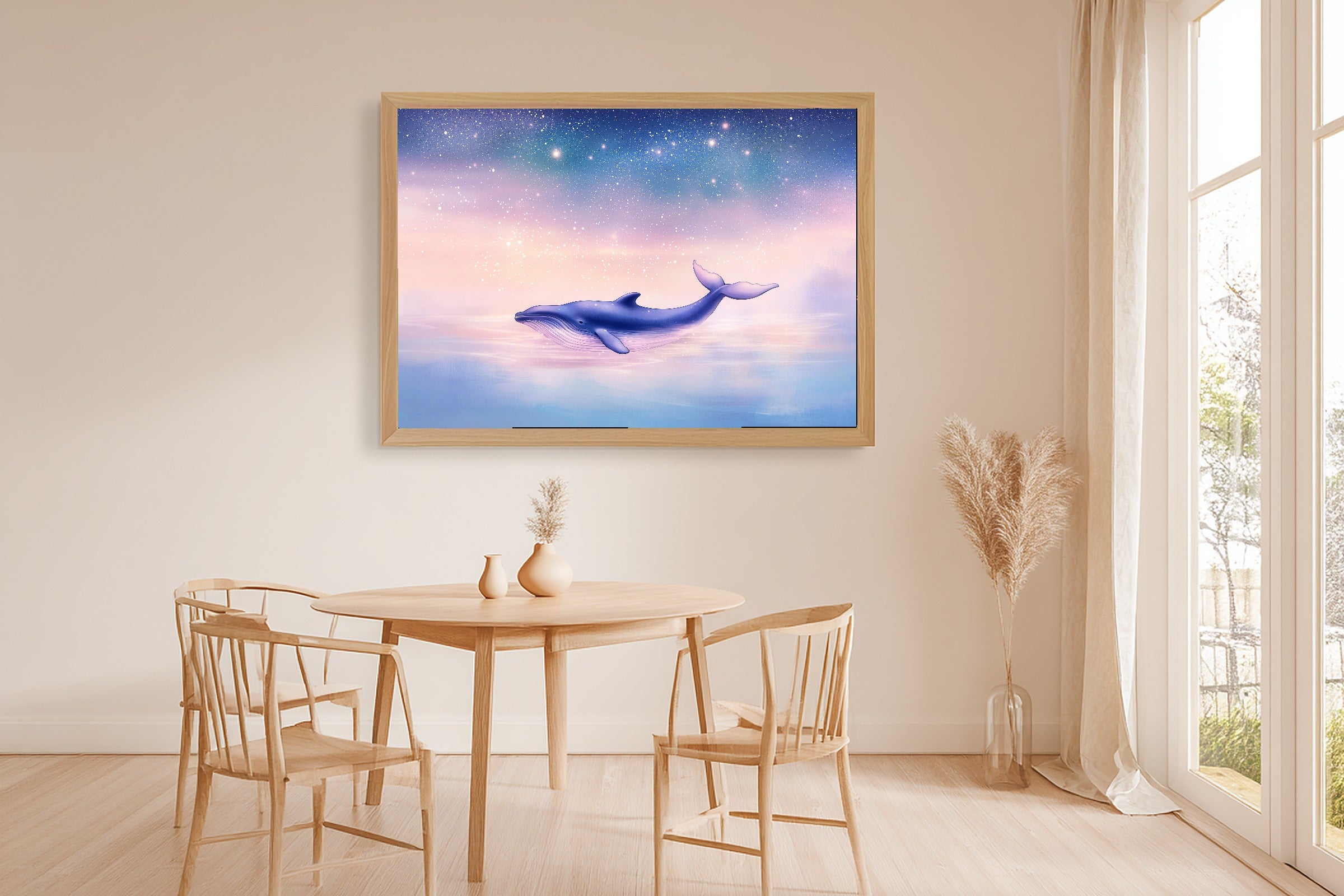 Nursery Whale Kingdom Stars Canvas Wall Art, Soft Tidal Neutral, Perfect for the Coastal Living Room, Gift Under 100 — nursery-whale-kingdom-stars-dining-room-wall-art.jpg
