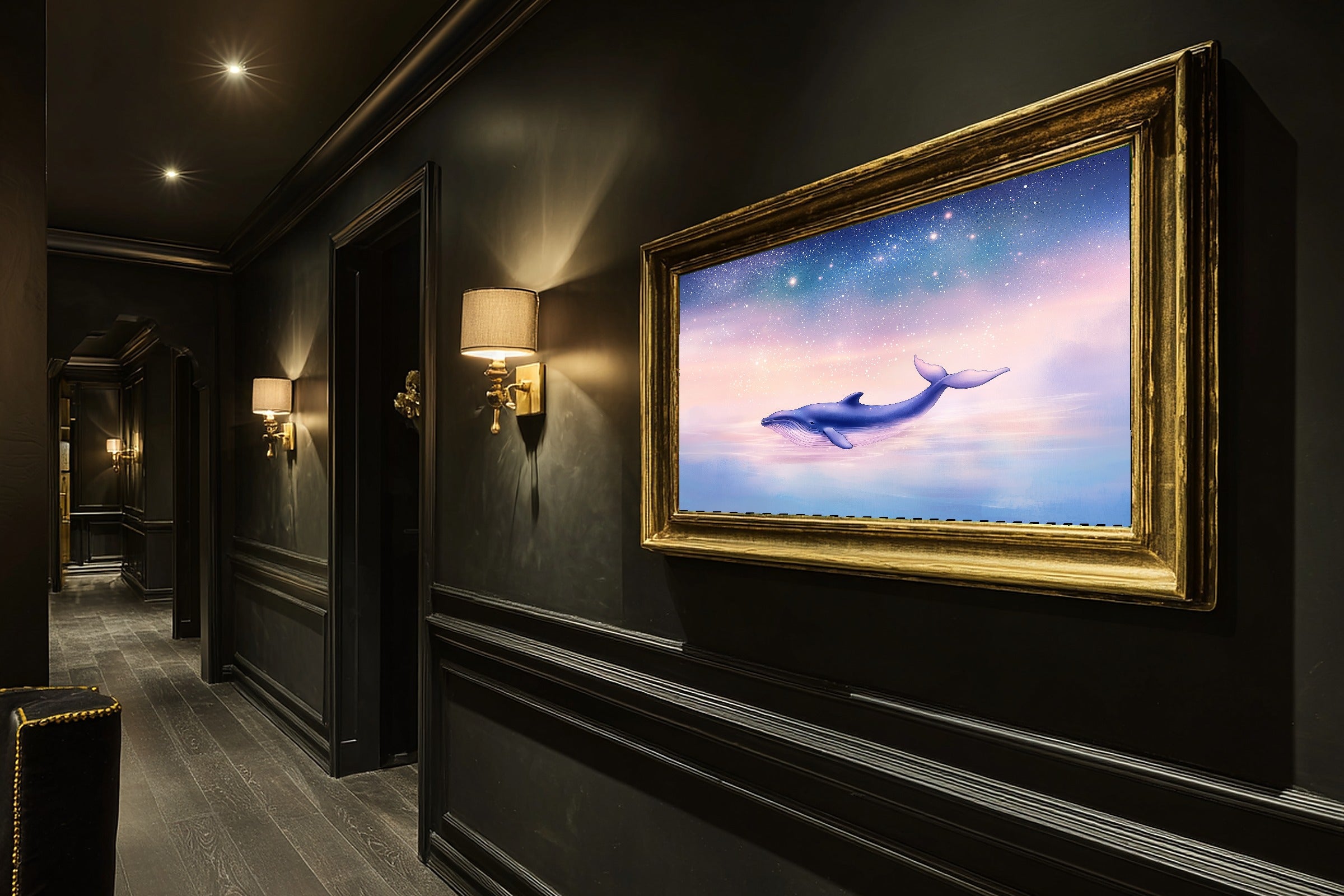 Nursery Whale Kingdom Stars Canvas Wall Art, Soft Tidal Neutral, Perfect for the Coastal Living Room, Gift Under 100 — nursery-whale-kingdom-stars-hallway-wall-art.jpg