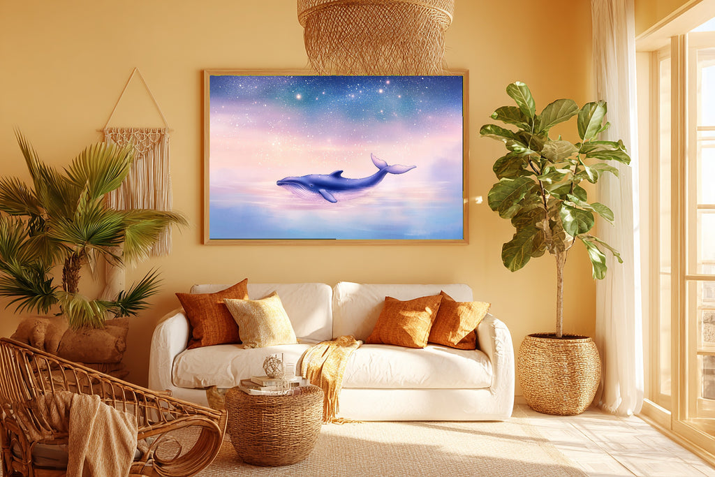 Nursery Whale Kingdom Stars Canvas Wall Art, Soft Tidal Neutral, Perfect for the Coastal Living Room, Gift Under 100 — nursery-whale-kingdom-stars-room-5-wall-art.jpg