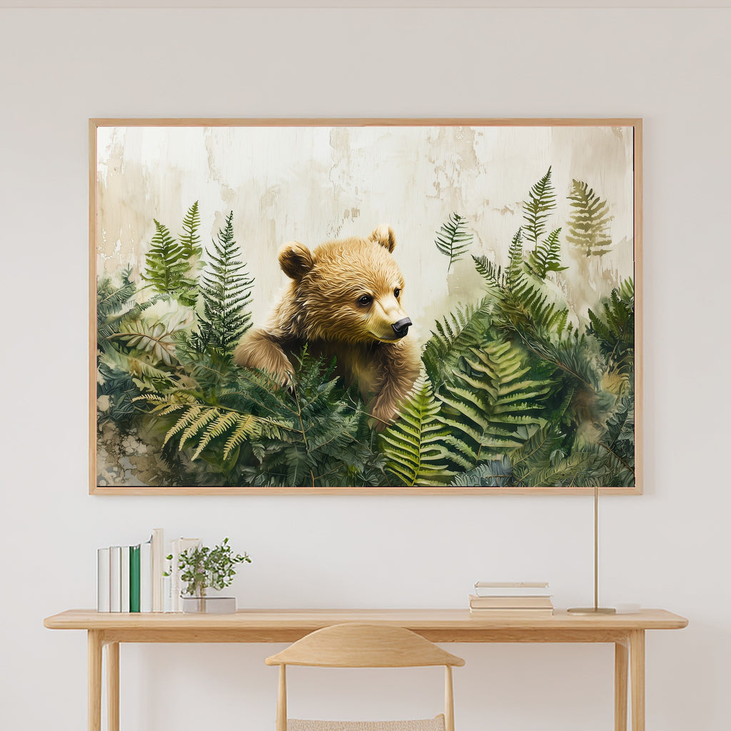 Nursery Woodland Bear Pine Grove Museum-Quality Canvas, Soft Pastel Storybook Art Print, Nursery Inspiration, Baby Shower Gift — nursery-woodland-bear-pine-grove-canvas-print.jpg