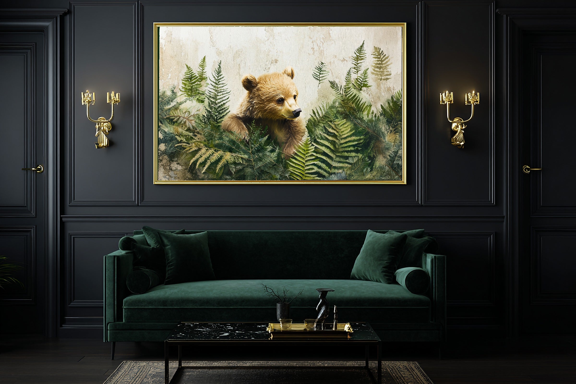 Nursery Woodland Bear Pine Grove Museum-Quality Canvas, Soft Pastel Storybook Art Print, Nursery Inspiration, Baby Shower Gift — nursery-woodland-bear-pine-grove-office-wall-art.jpg