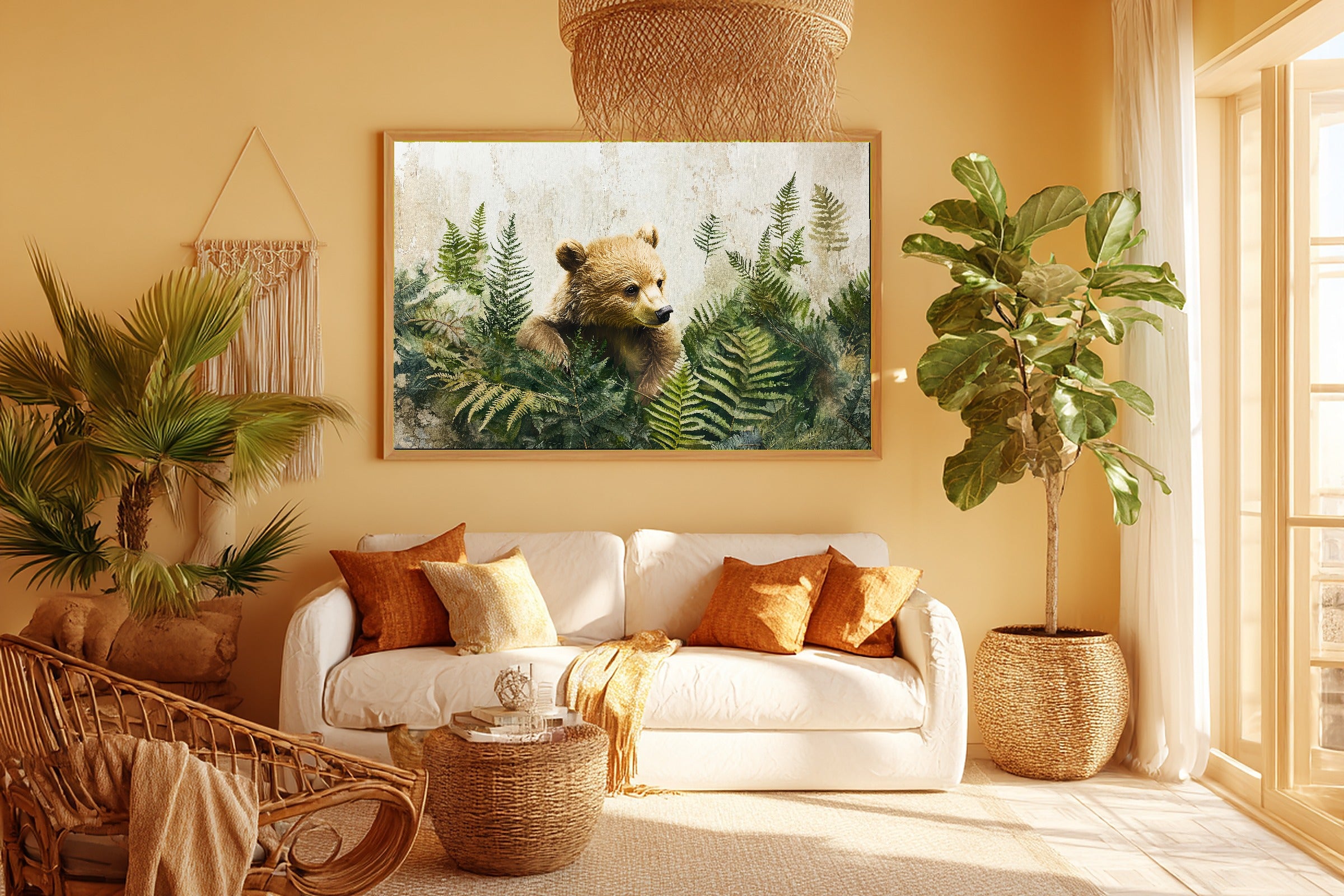 Nursery Woodland Bear Pine Grove Museum-Quality Canvas, Soft Pastel Storybook Art Print, Nursery Inspiration, Baby Shower Gift — nursery-woodland-bear-pine-grove-room-5-wall-art.jpg