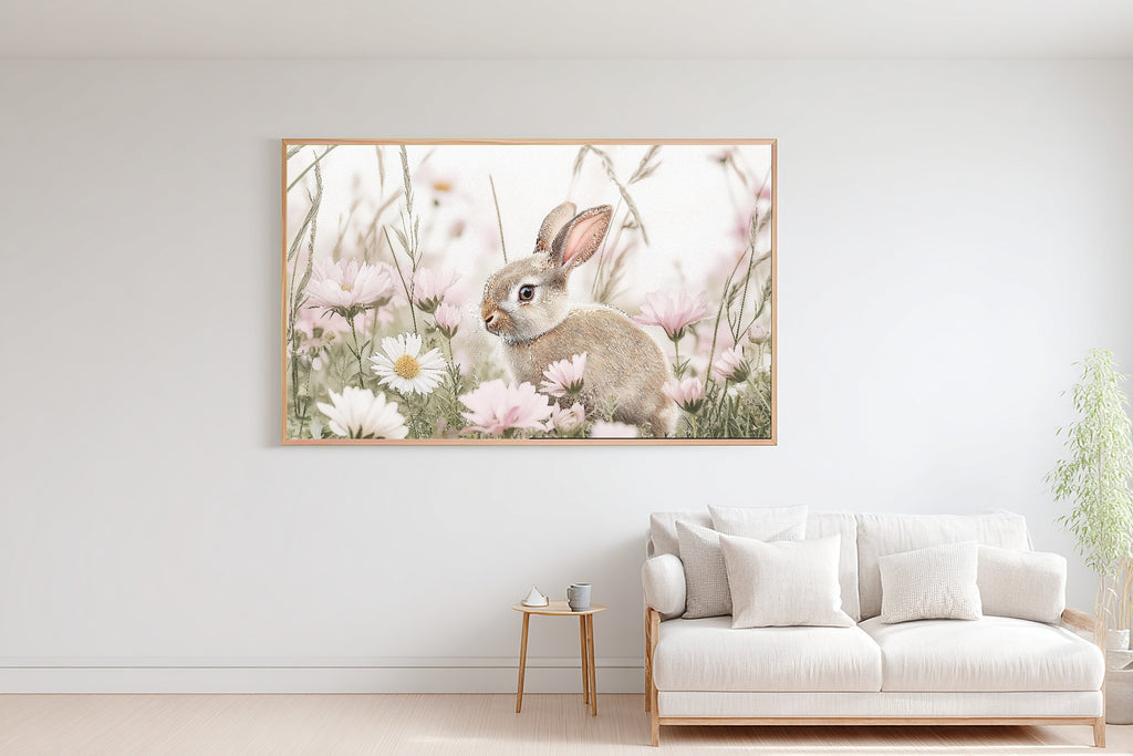 Nursery Woodland Rabbit Wildflowers Canvas Print, Gentle Baby Animal Print Wall Art, Kids Bedroom Statement Piece, New Baby Gift Idea — nursery-woodland-rabbit-wildflowers-bedroom-wall-art.jpg