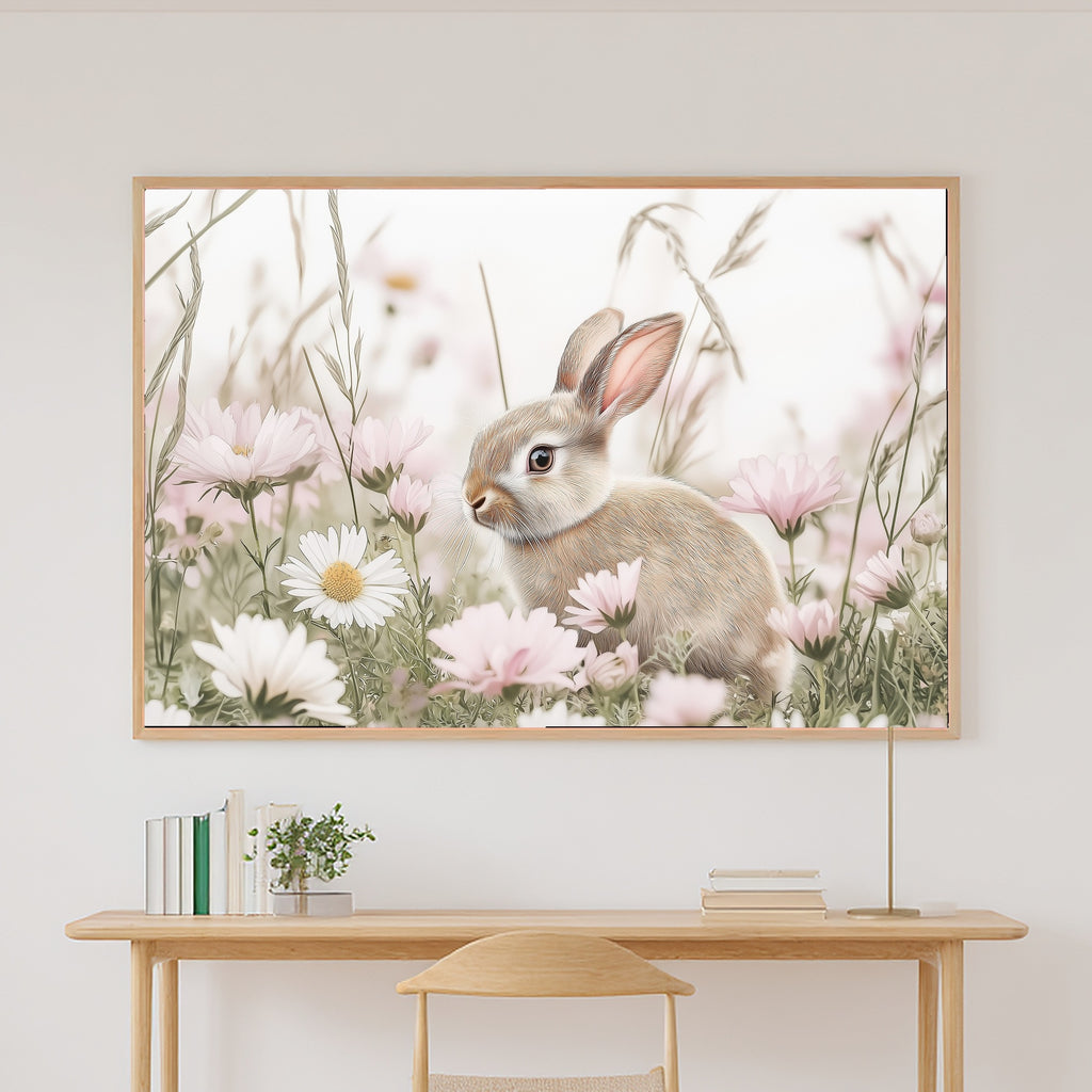 Nursery Woodland Rabbit Wildflowers Canvas Print, Gentle Baby Animal Print Wall Art, Kids Bedroom Statement Piece, New Baby Gift Idea — nursery-woodland-rabbit-wildflowers-canvas-print.jpg