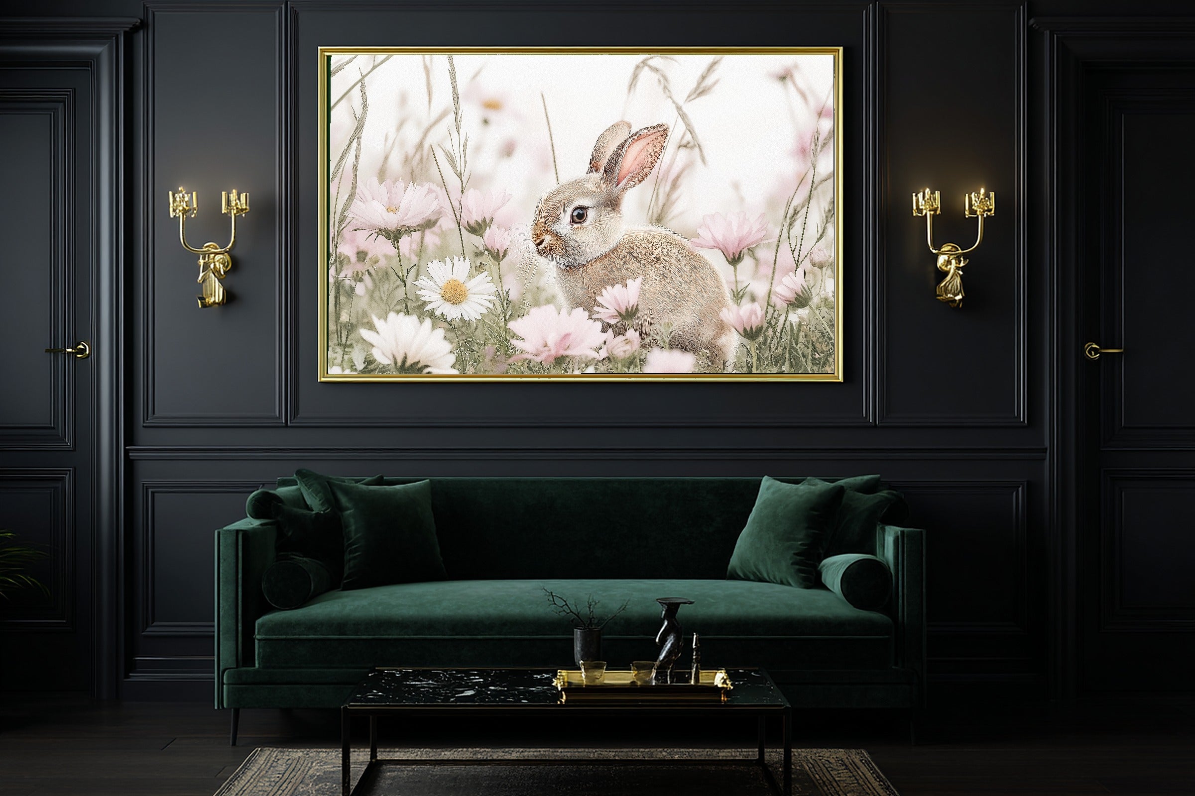 Nursery Woodland Rabbit Wildflowers Canvas Print, Gentle Baby Animal Print Wall Art, Kids Bedroom Statement Piece, New Baby Gift Idea — nursery-woodland-rabbit-wildflowers-office-wall-art.jpg