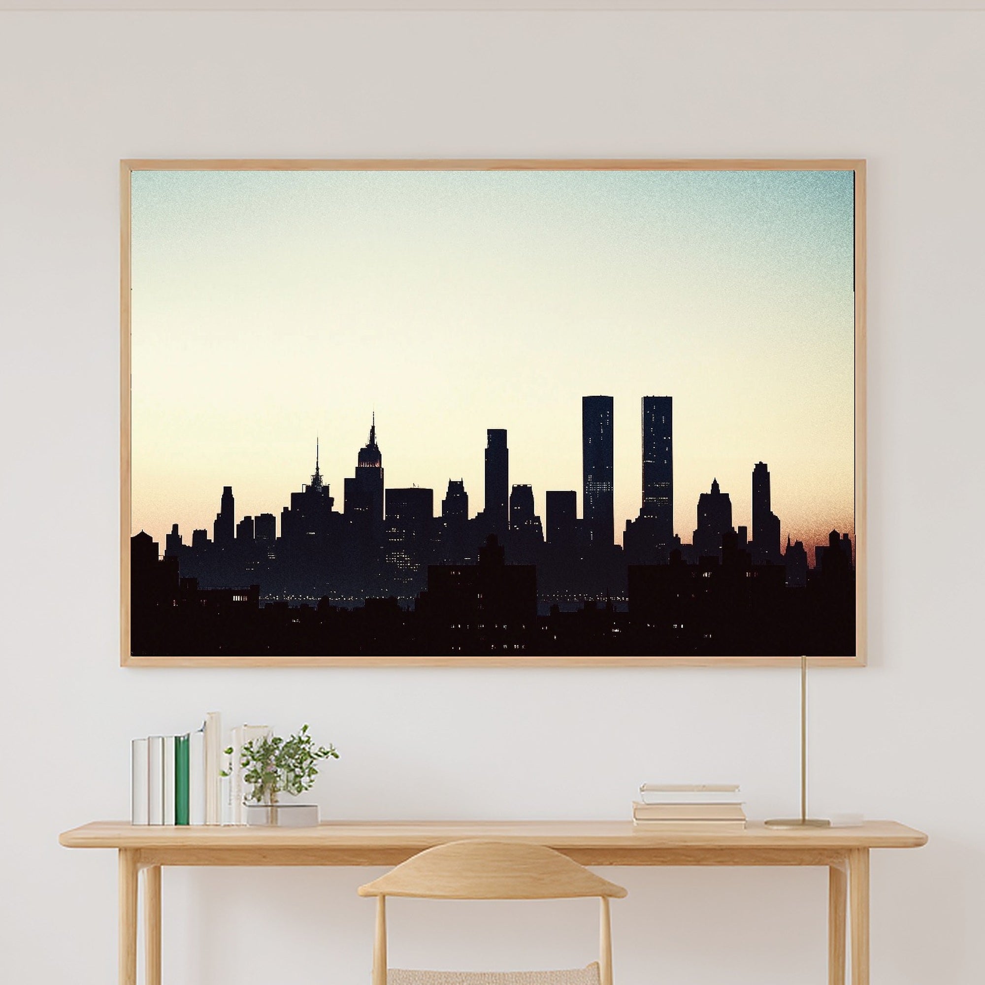Golden-Hour Skyline Nyc Skyline Minimalist Navy Art Print — Soulful Decor for the Modern Loft, Stretched Canvas the City Wanderer Will Love — nyc-skyline-minimalist-navy-canvas-print.jpg