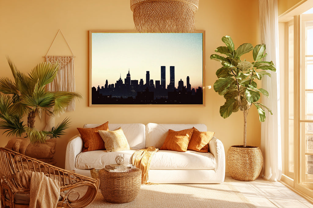 Golden-Hour Skyline Nyc Skyline Minimalist Navy Art Print — Soulful Decor for the Modern Loft, Stretched Canvas the City Wanderer Will Love — nyc-skyline-minimalist-navy-room-5-wall-art.jpg