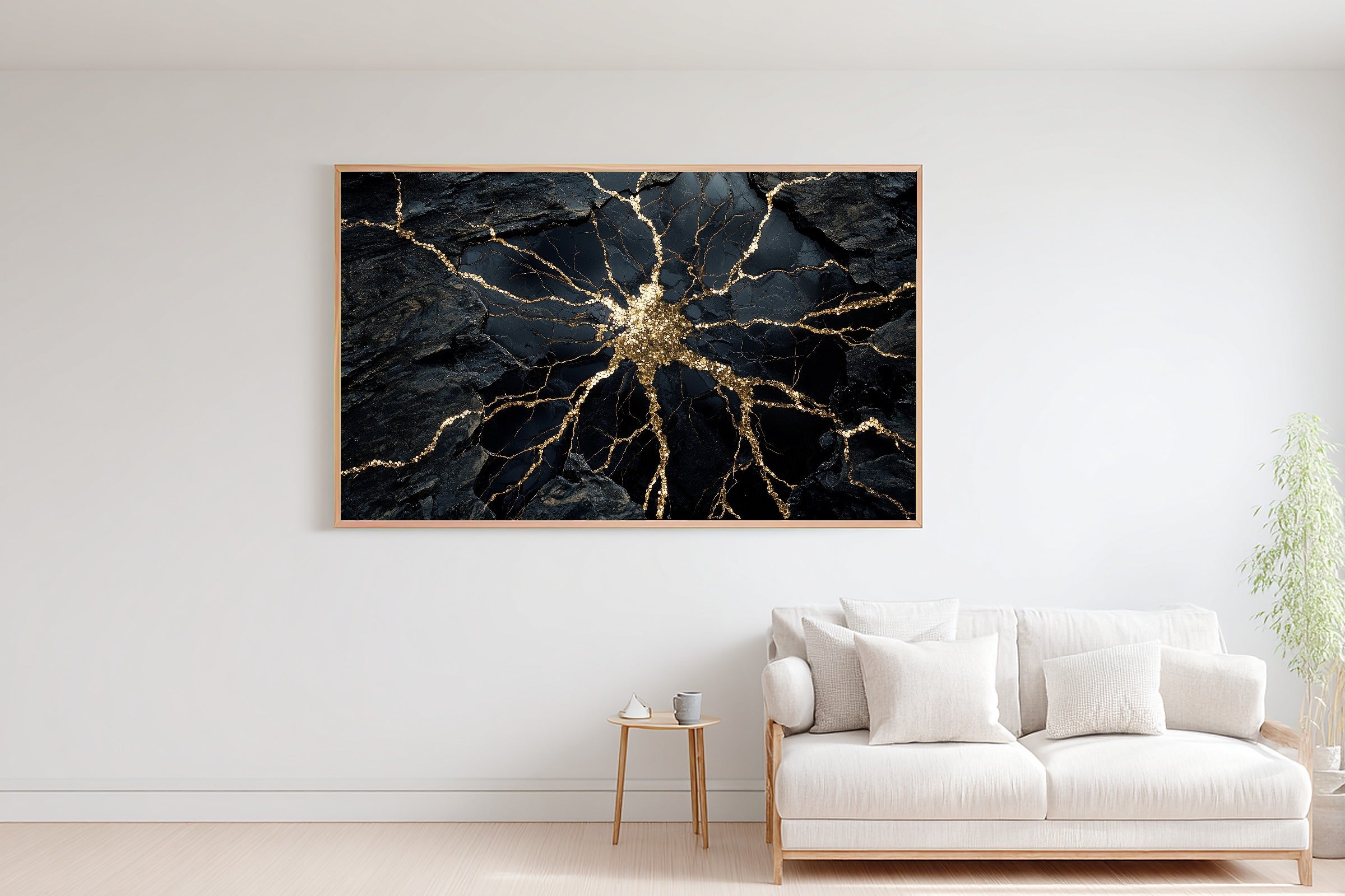 Hand-picked Obsidian Gold Shatter Giclée Print — Soulful Modern Collector for the Home Office, Ready-to-Hang Modern-Home Friend Gift — obsidian-gold-shatter-bedroom-wall-art.jpg