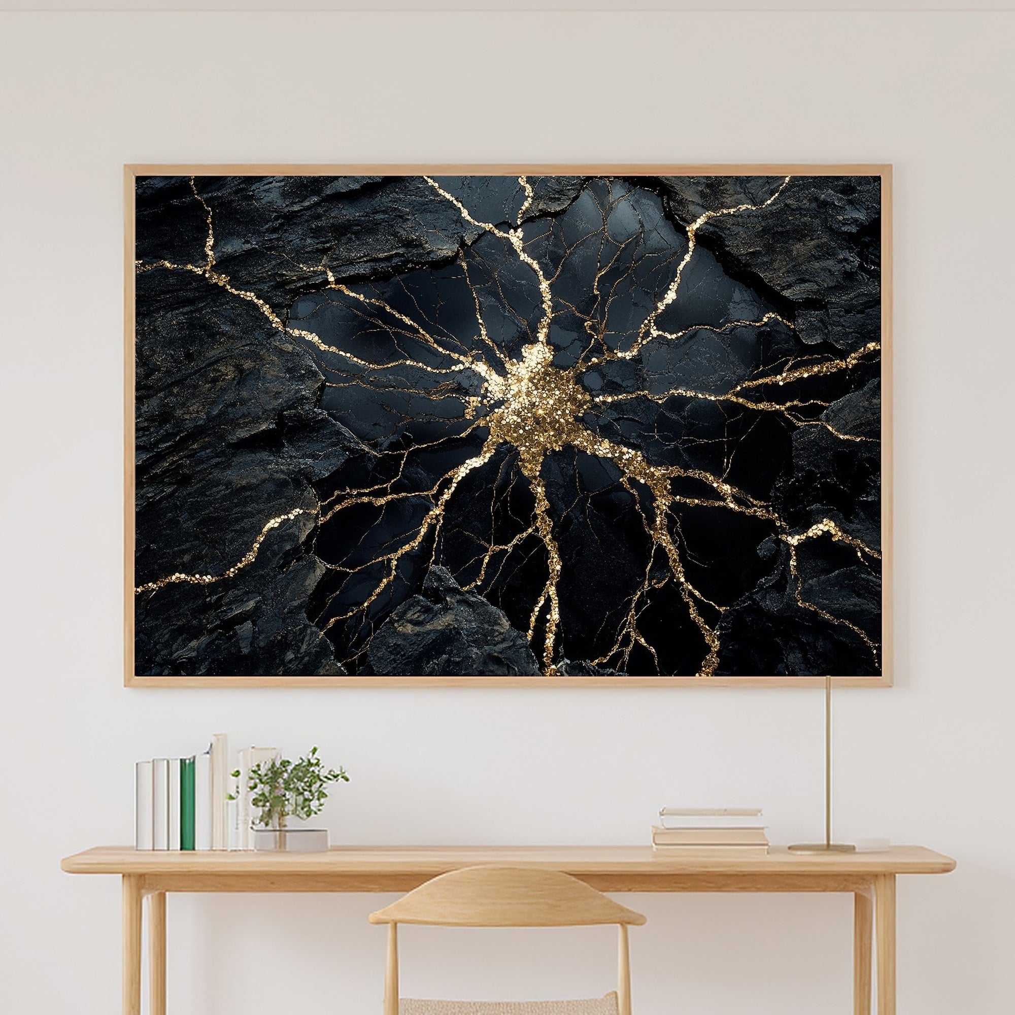 Hand-picked Obsidian Gold Shatter Giclée Print — Soulful Modern Collector for the Home Office, Ready-to-Hang Modern-Home Friend Gift — obsidian-gold-shatter-canvas-print.jpg