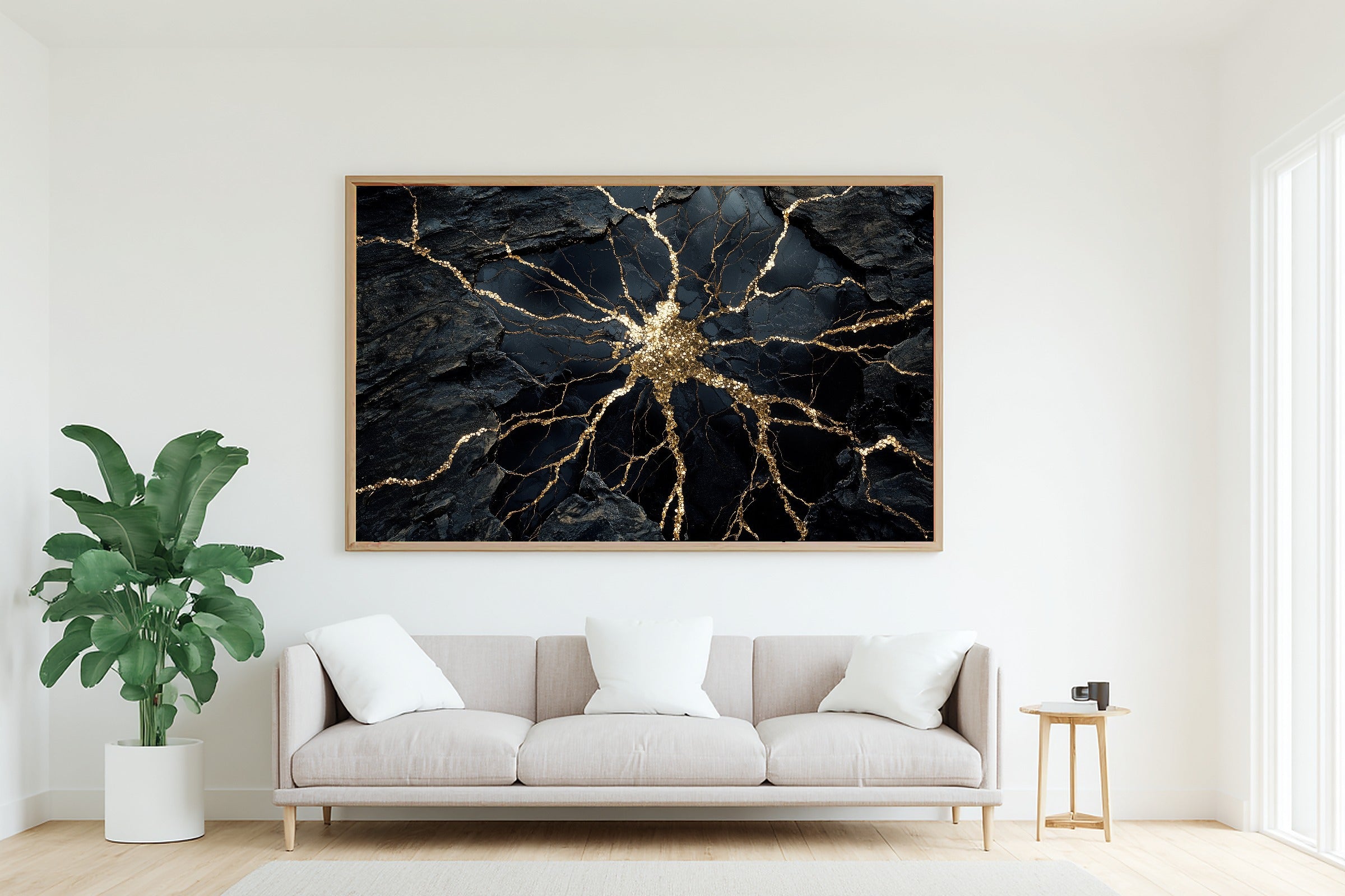 Hand-picked Obsidian Gold Shatter Giclée Print — Soulful Modern Collector for the Home Office, Ready-to-Hang Modern-Home Friend Gift — obsidian-gold-shatter-living-room-wall-art.jpg
