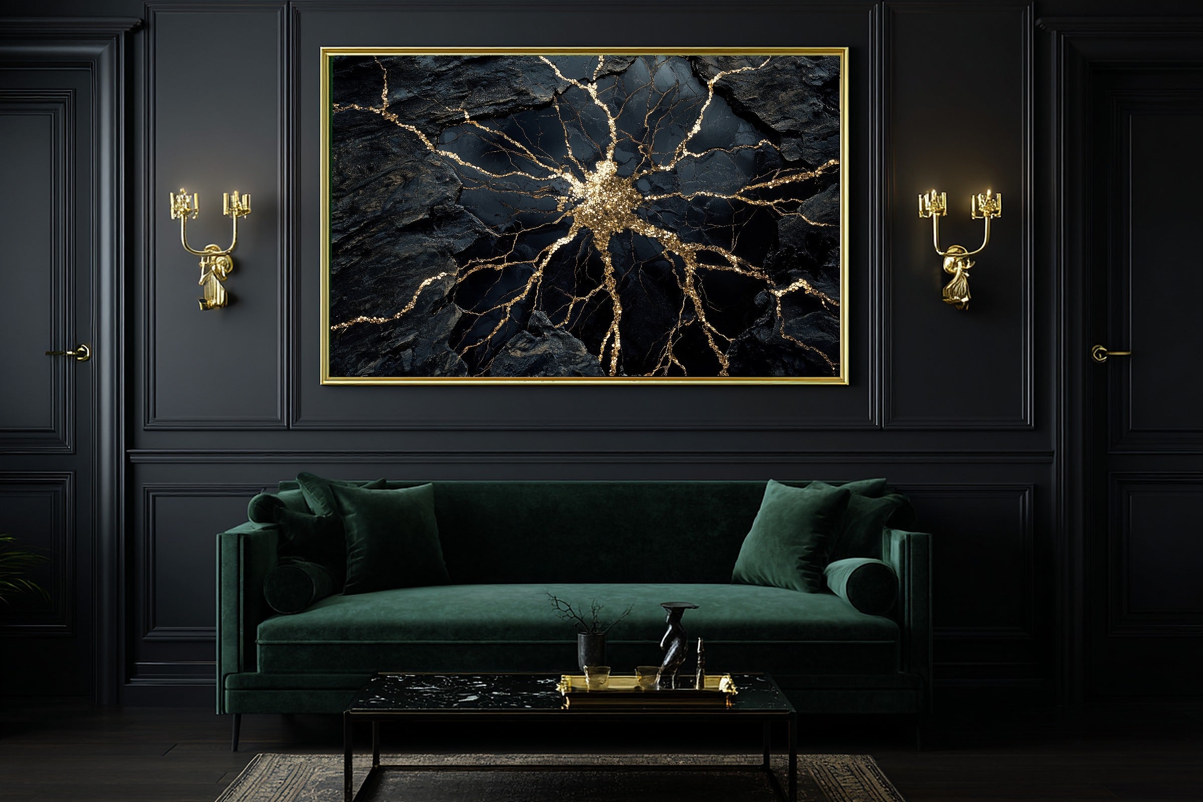 Hand-picked Obsidian Gold Shatter Giclée Print — Soulful Modern Collector for the Home Office, Ready-to-Hang Modern-Home Friend Gift — obsidian-gold-shatter-office-wall-art.jpg