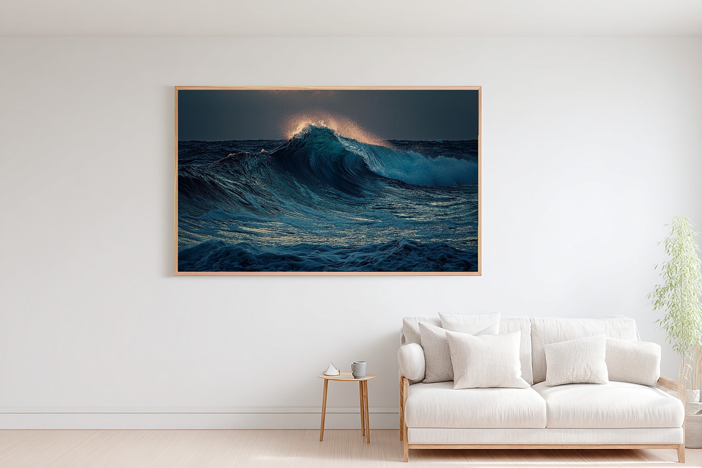 Ocean Waves Crash Moody Soft Paradise Wall Art — Moody Print for the Sunroom, Stretched Canvas Gift for the Island-Loving Friend — ocean-waves-crash-moody-bedroom-wall-art.jpg