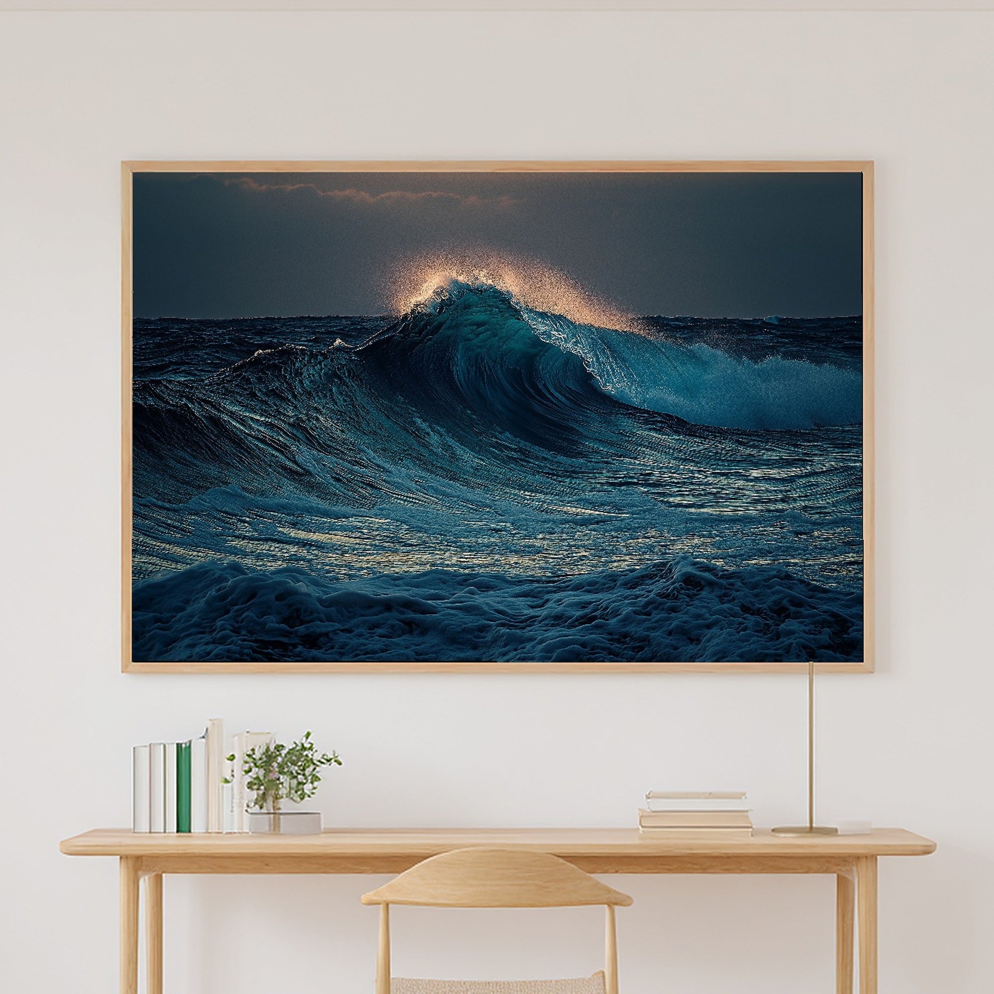 Ocean Waves Crash Moody Soft Paradise Wall Art — Moody Print for the Sunroom, Stretched Canvas Gift for the Island-Loving Friend — ocean-waves-crash-moody-canvas-print.jpg