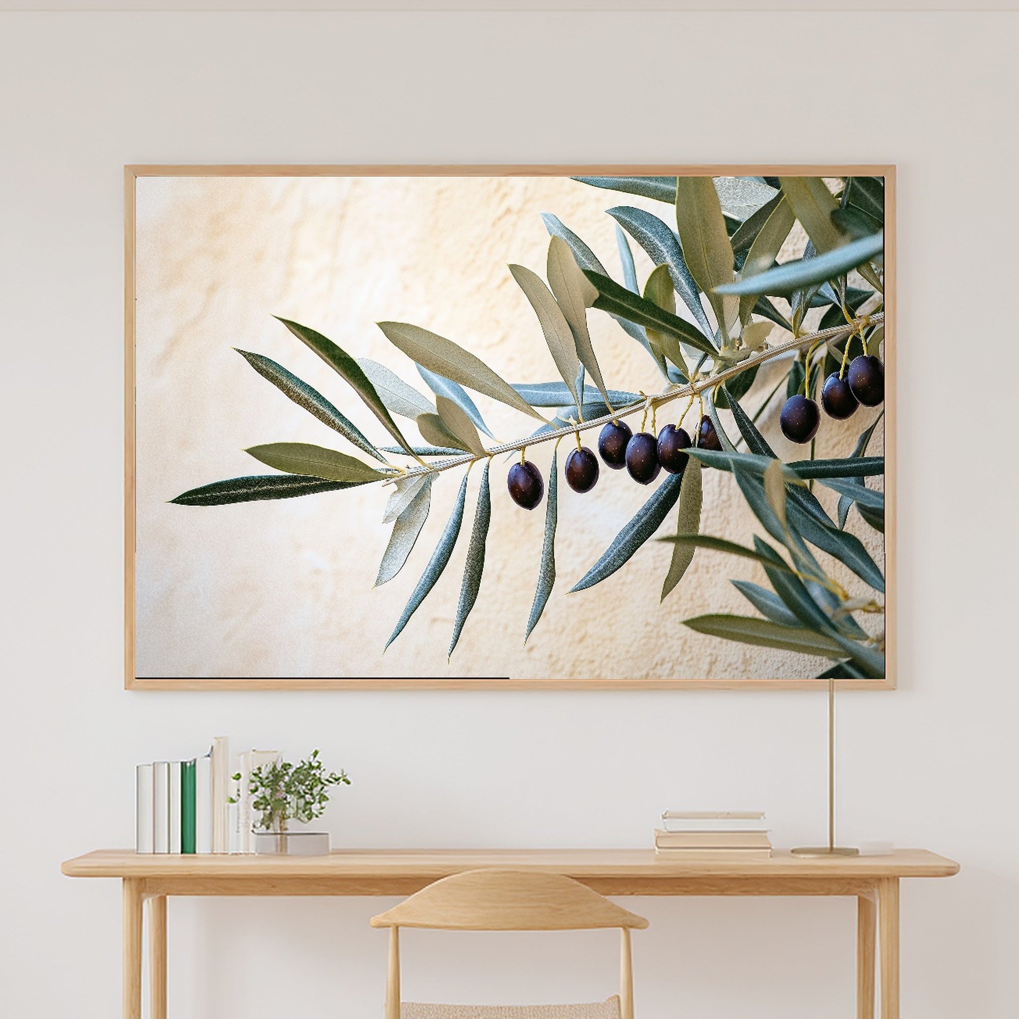Cozy Cottage Olive Branch Botanical Art Print — Sunlit Old-World Decor for the Dining Room — olive-branch-botanical-canvas-print.jpg