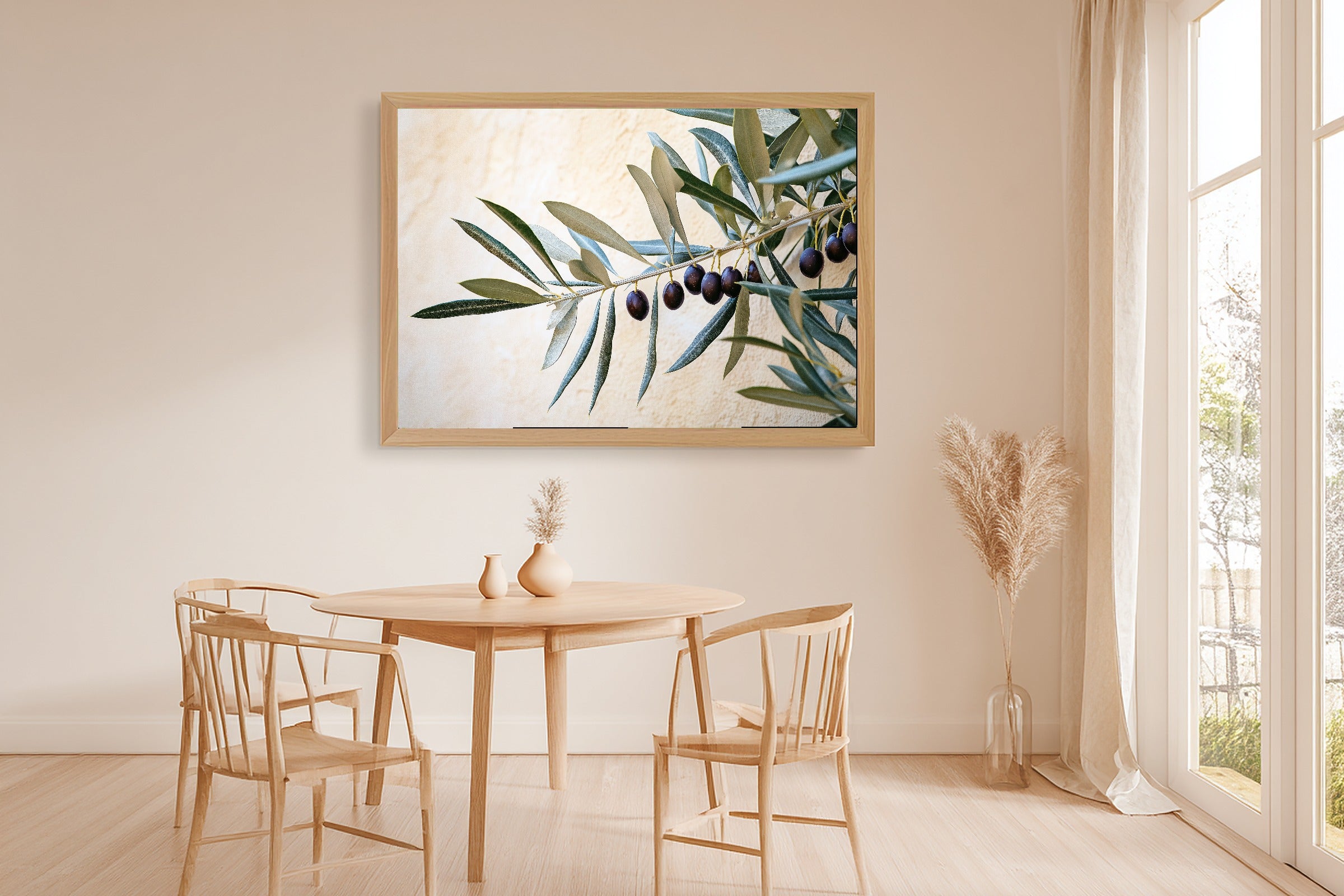 Cozy Cottage Olive Branch Botanical Art Print — Sunlit Old-World Decor for the Dining Room — olive-branch-botanical-dining-room-wall-art.jpg