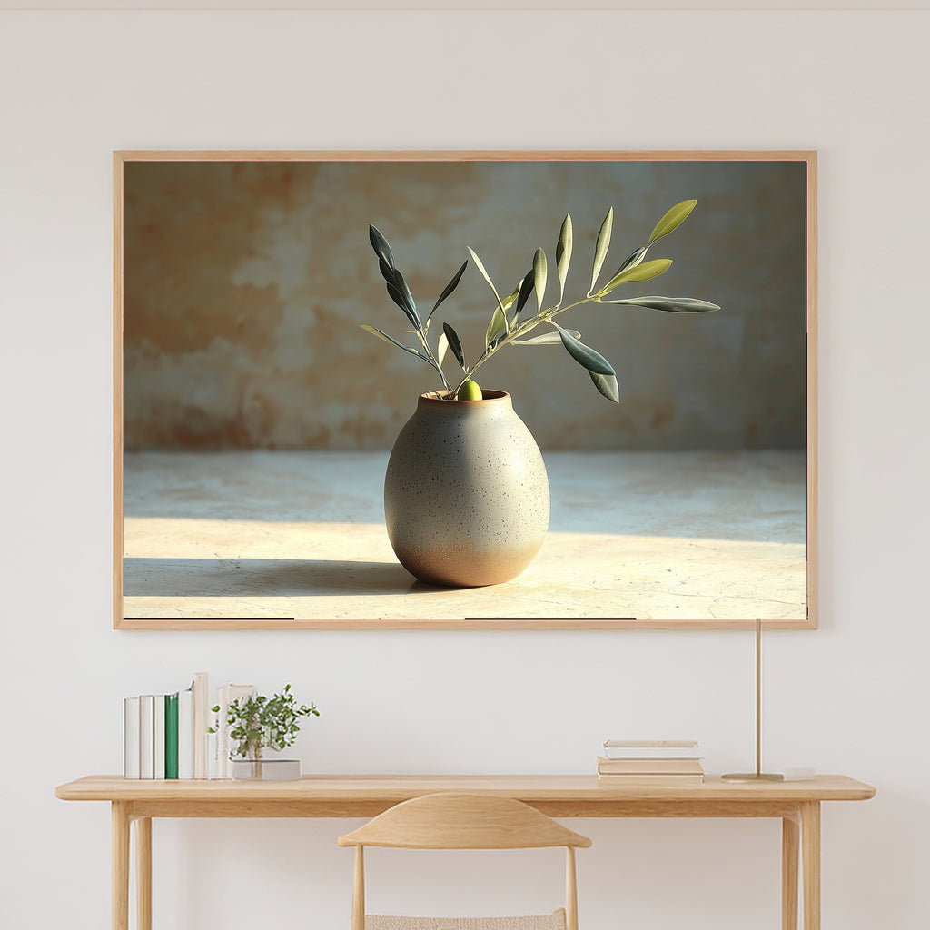 Olive Branch Stoneware Stretched Canvas Print, Warm Gallery Wall Art Canvas Art, Modern Home Office Art, Mother's Day Gift Idea — olive-branch-stoneware-canvas-print.jpg