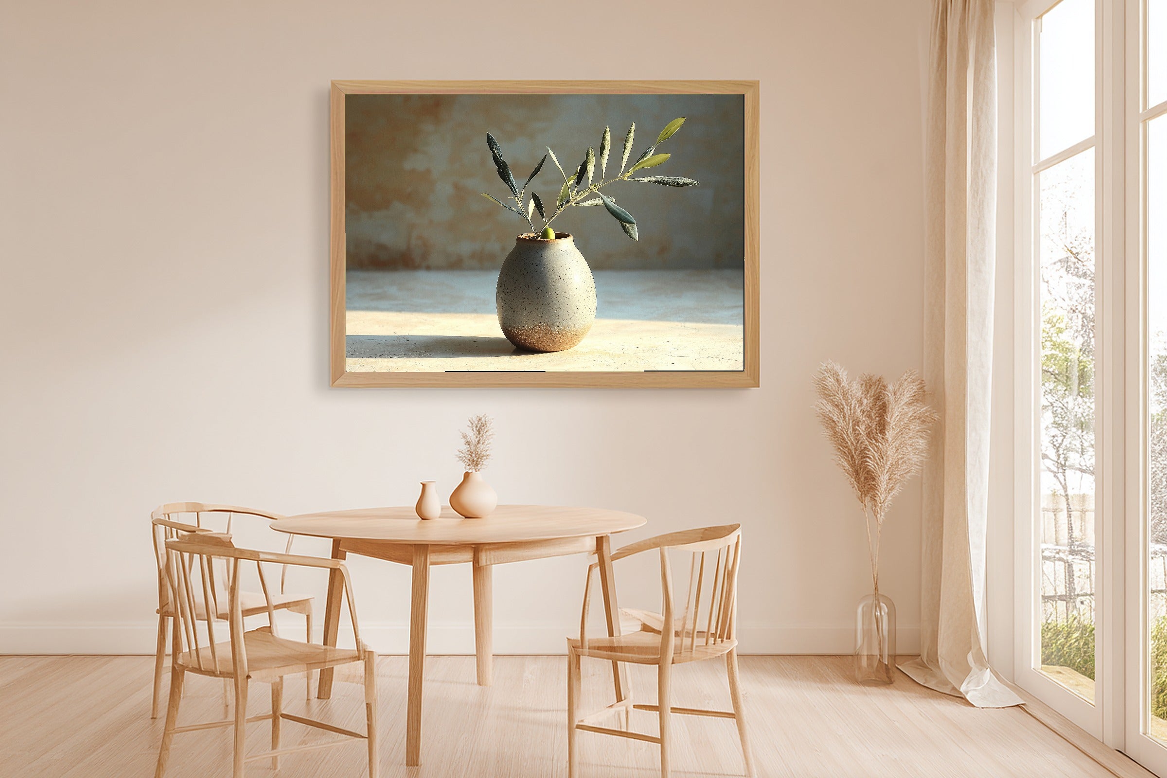 Olive Branch Stoneware Stretched Canvas Print, Warm Gallery Wall Art Canvas Art, Modern Home Office Art, Mother's Day Gift Idea — olive-branch-stoneware-dining-room-wall-art.jpg