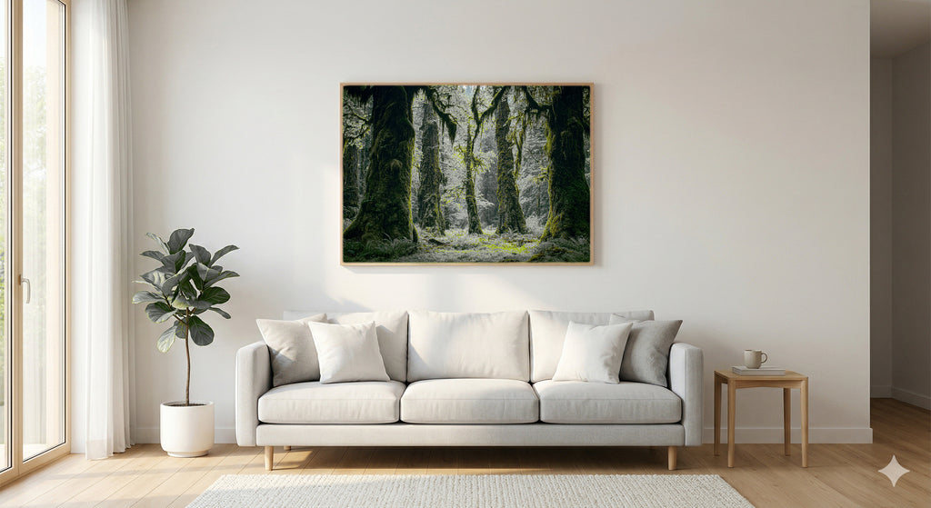 Olympic Rainforest Canvas Wall Art | Hoh Forest Print, Mossy Trees, Nature Decor, Stretched Canvas — olympic-rainforest-living-room-wall-art.jpg