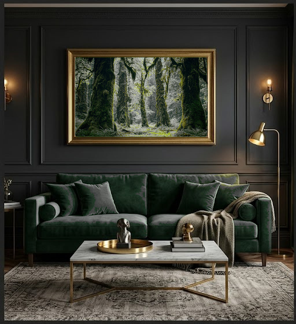 Olympic Rainforest Canvas Wall Art | Hoh Forest Print, Mossy Trees, Nature Decor, Stretched Canvas — olympic-rainforest-office-wall-art.jpg