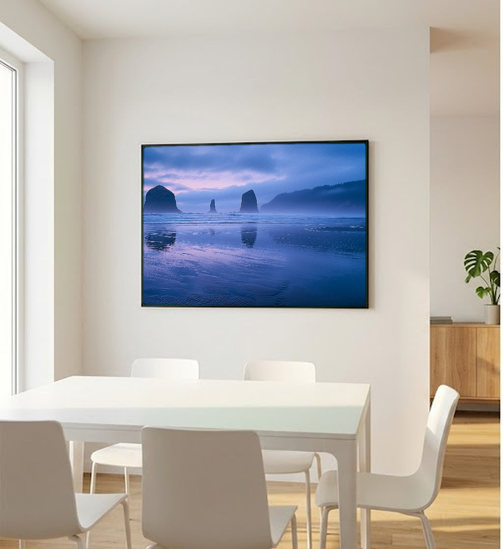 Oregon Coast Canvas Wall Art | Sea Stacks Dawn Print, Pacific Northwest Decor, Stretched Canvas — oregon-coast-sea-stacks-bedroom-wall-art.jpg