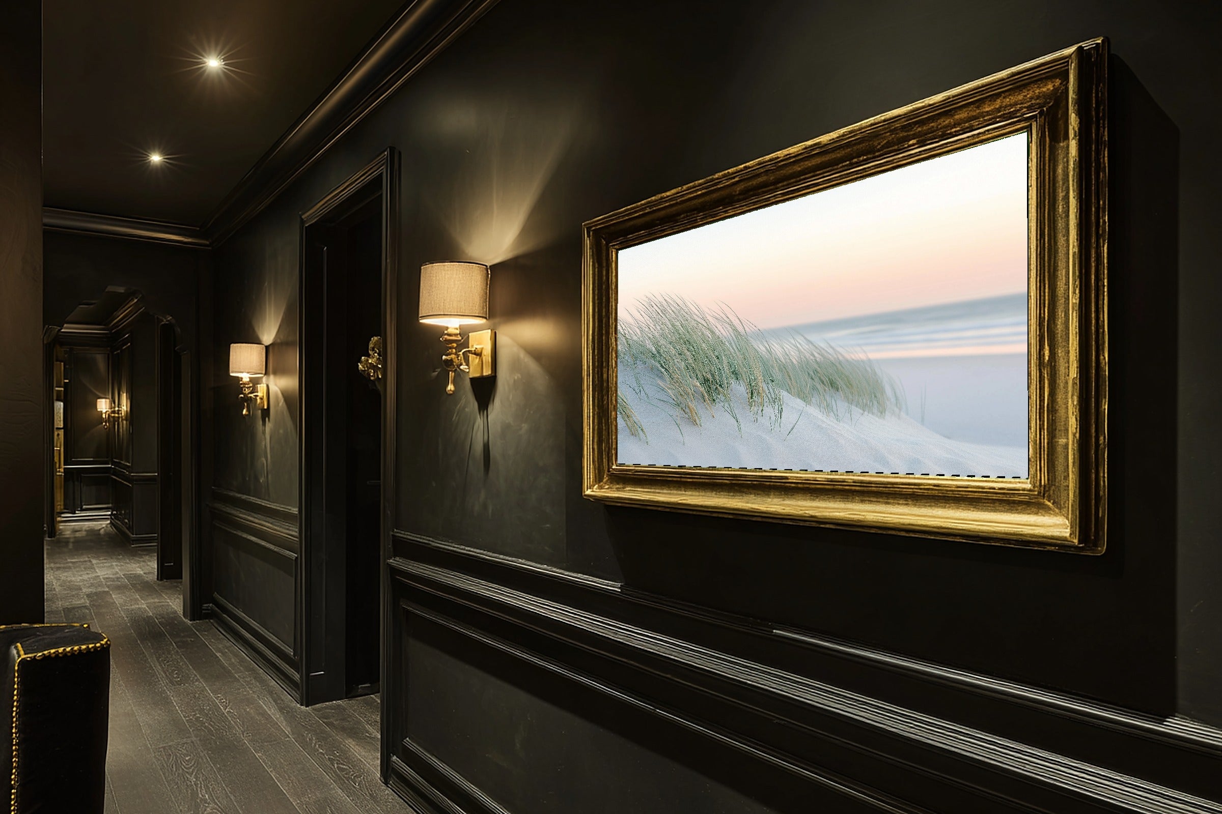 Sunlit Palm Outer Banks Dune Grass Canvas Wall Art — Cozy Print for the Sunroom, A Gift the Island-Loving Friend Will Adore — outer-banks-dune-grass-hallway-wall-art.jpg