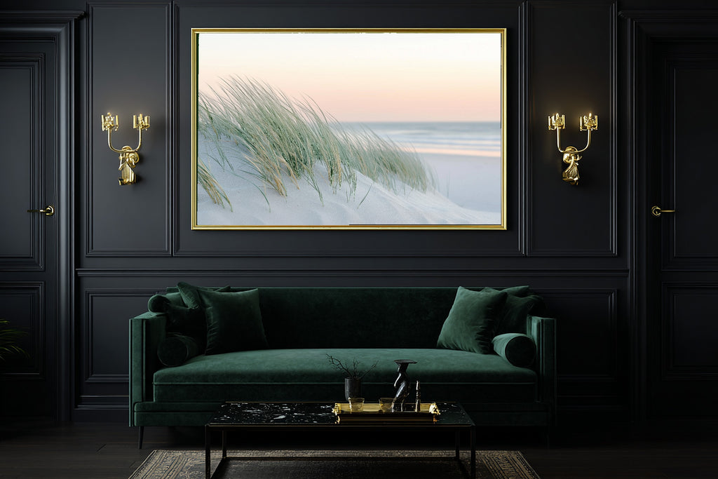 Sunlit Palm Outer Banks Dune Grass Canvas Wall Art — Cozy Print for the Sunroom, A Gift the Island-Loving Friend Will Adore — outer-banks-dune-grass-office-wall-art.jpg