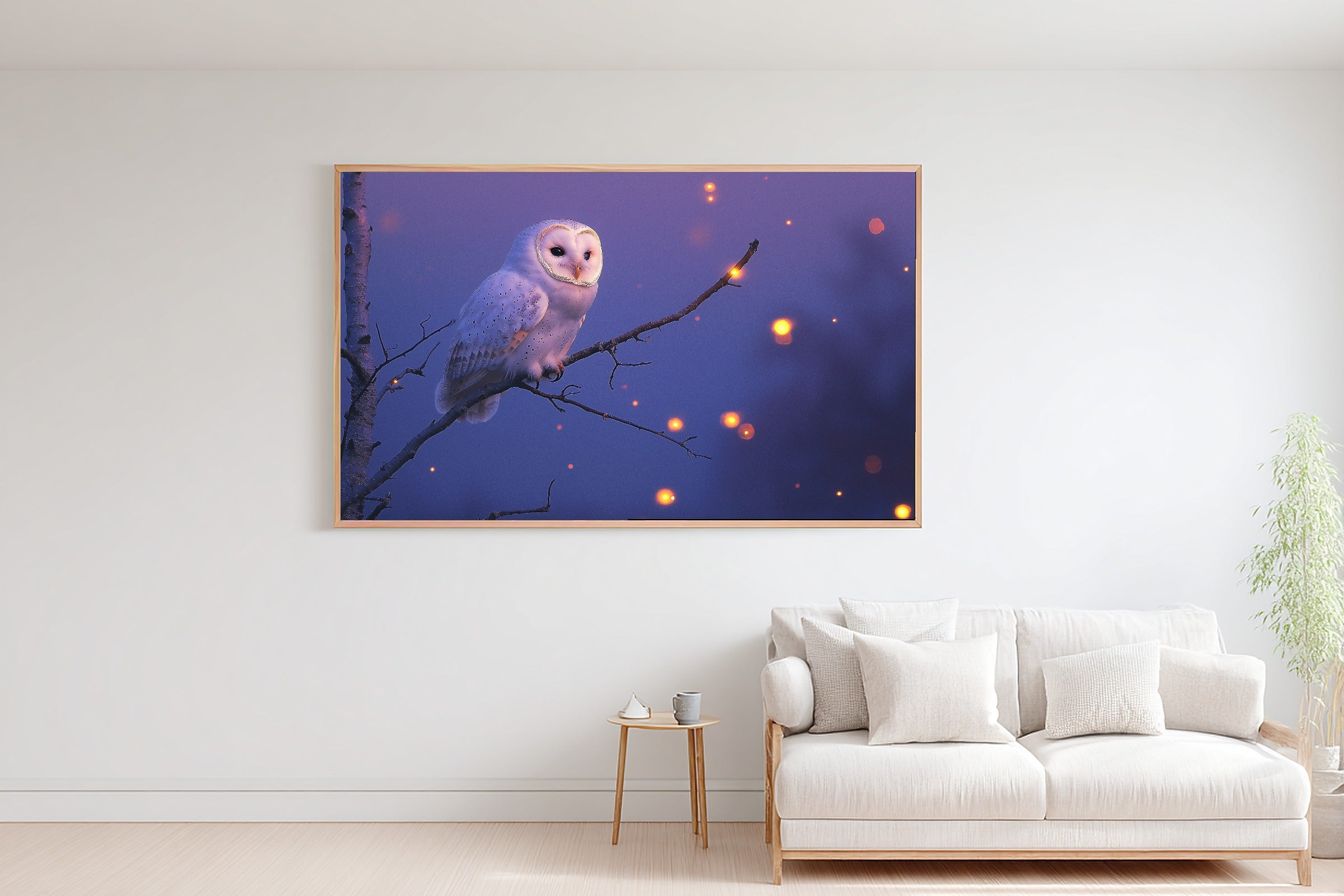 Owl Moonlit Birch Canvas Wall Art for the Bedroom, Dreamy Woodland Print, Foggy Pine Green, Thoughtful Housewarming Gift — owl-moonlit-birch-bedroom-wall-art.jpg
