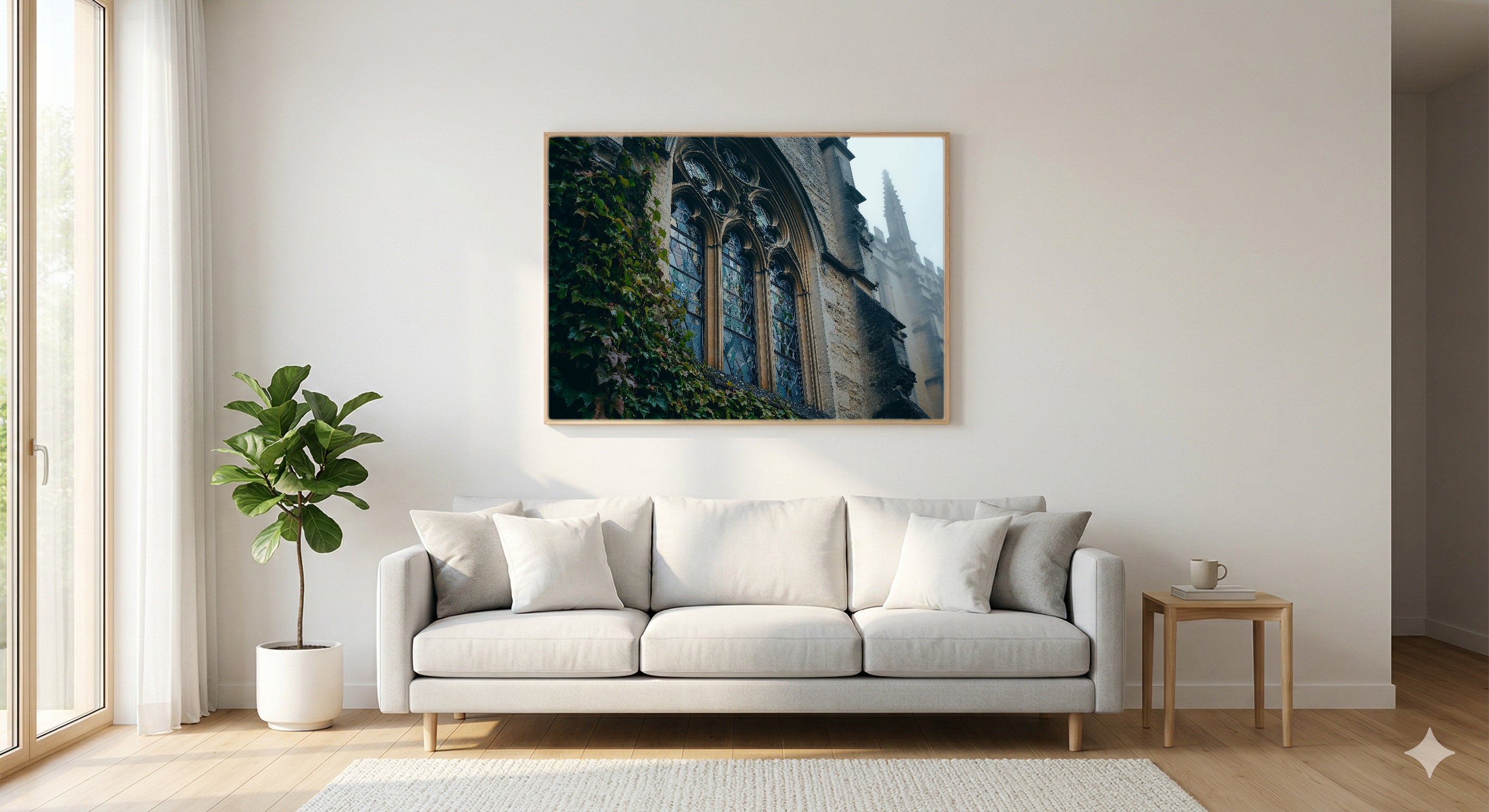 Oxford College Canvas Wall Art | Foggy Stone Window Print, Dark Academia Architecture Decor, Stretched Canvas — oxford-college-window-fog-living-room-wall-art.jpg