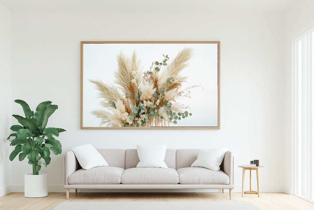 Pampas Grass Arch Cream Canvas Print, Cozy Studio Decor, Home Office Wall Decor, Move-In Gift Idea — pampas-grass-arch-cream-living-room-wall-art.jpg