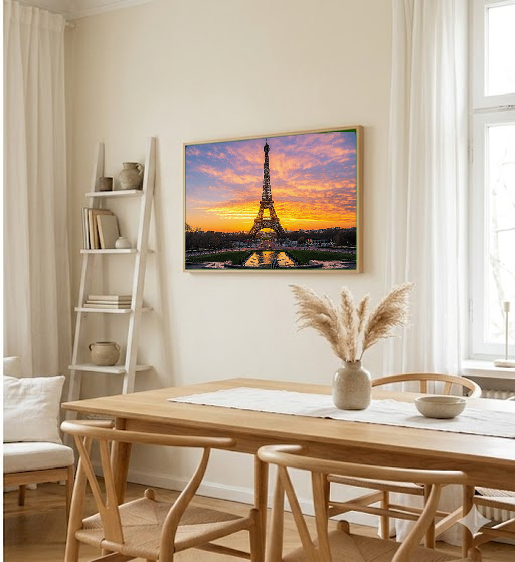 Paris Eiffel Tower Canvas Wall Art | France Cityscape Print, Romantic Decor, European Art, Stretched Canvas — paris-eiffel-tower-dining-room-wall-art.jpg